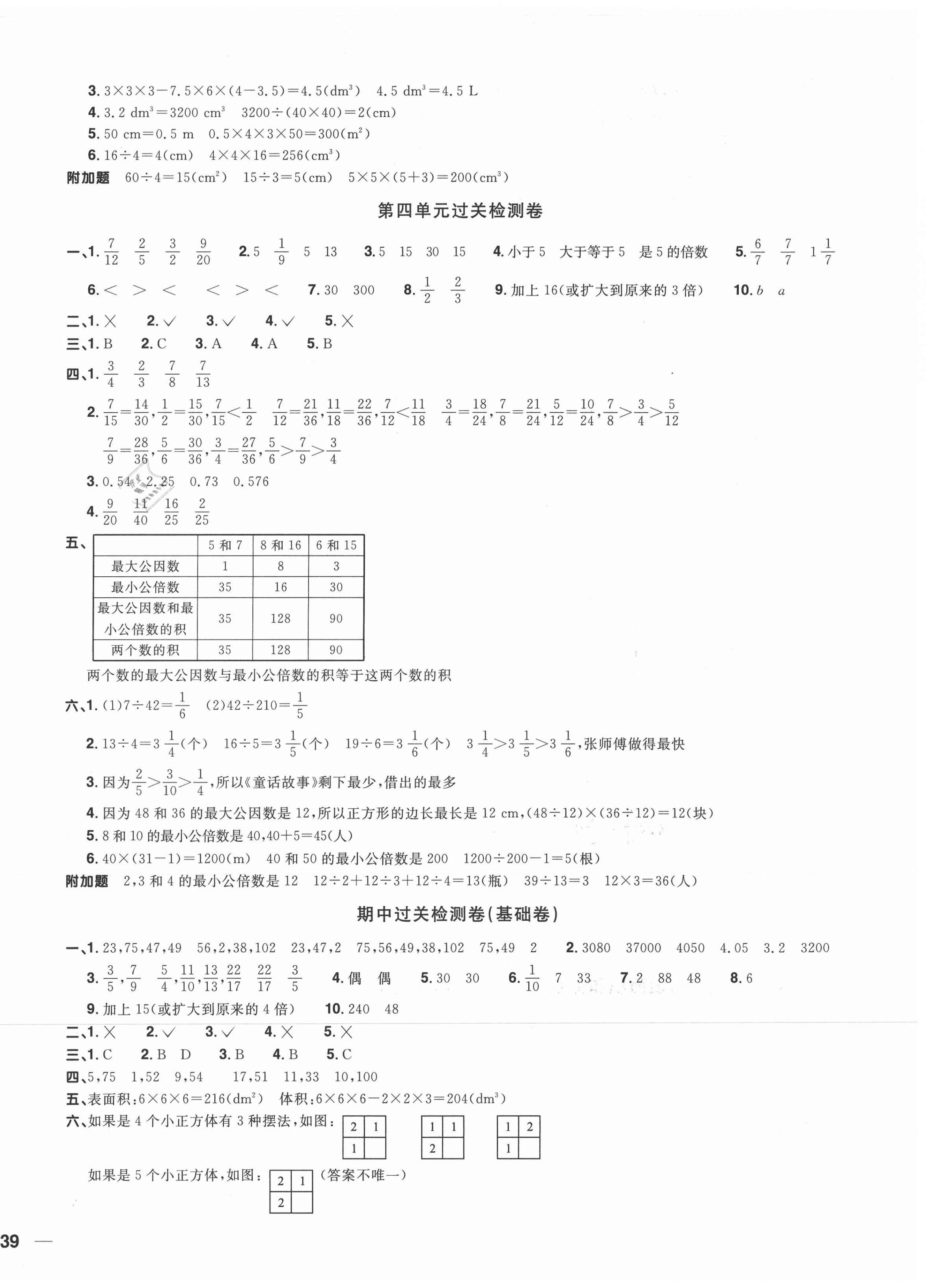 2021年陽光同學全優達標好卷五年級數學下冊人教版浙江專版 第2頁