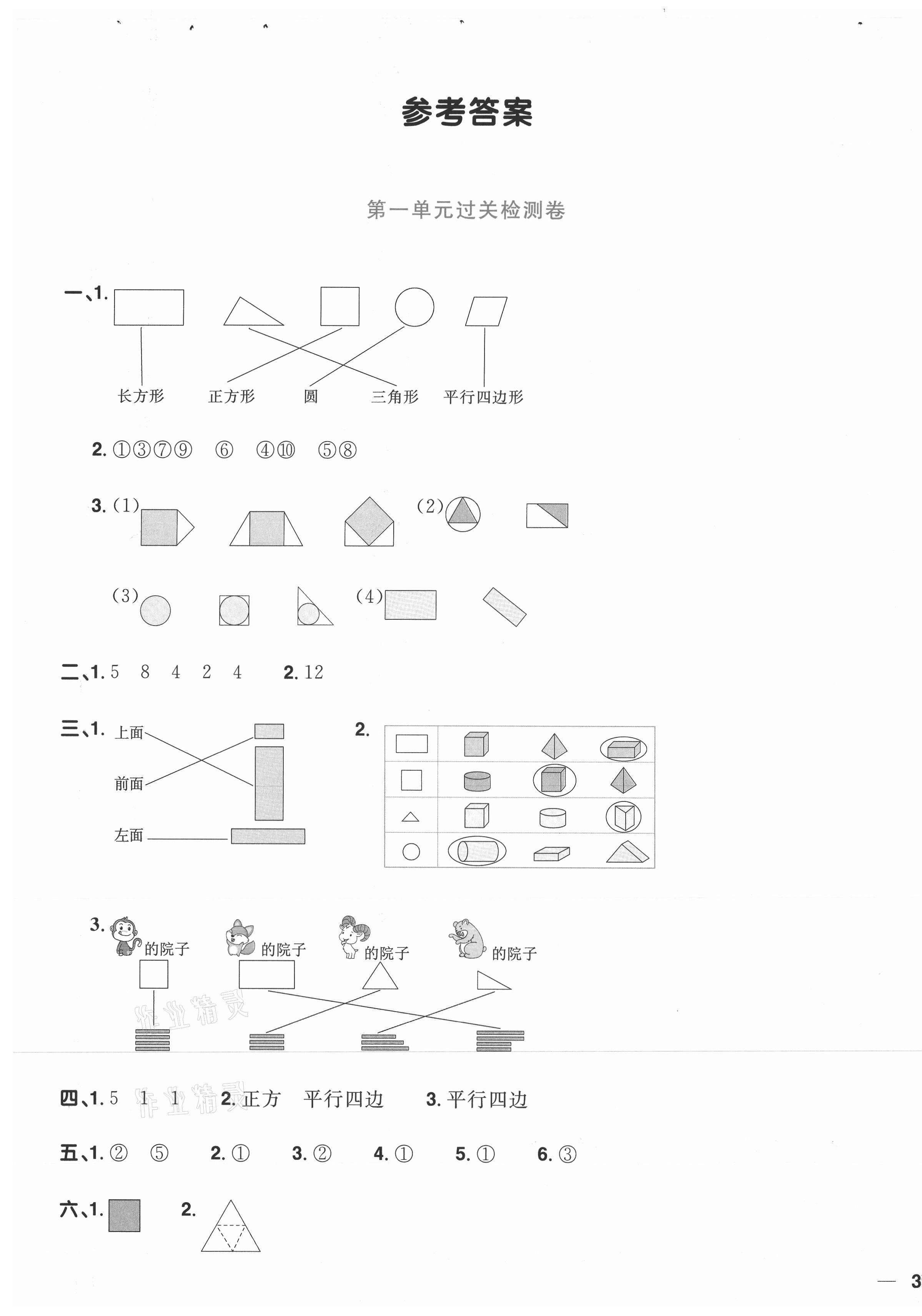 2021年陽光同學(xué)全優(yōu)達標好卷一年級數(shù)學(xué)下冊人教版浙江專版 第1頁