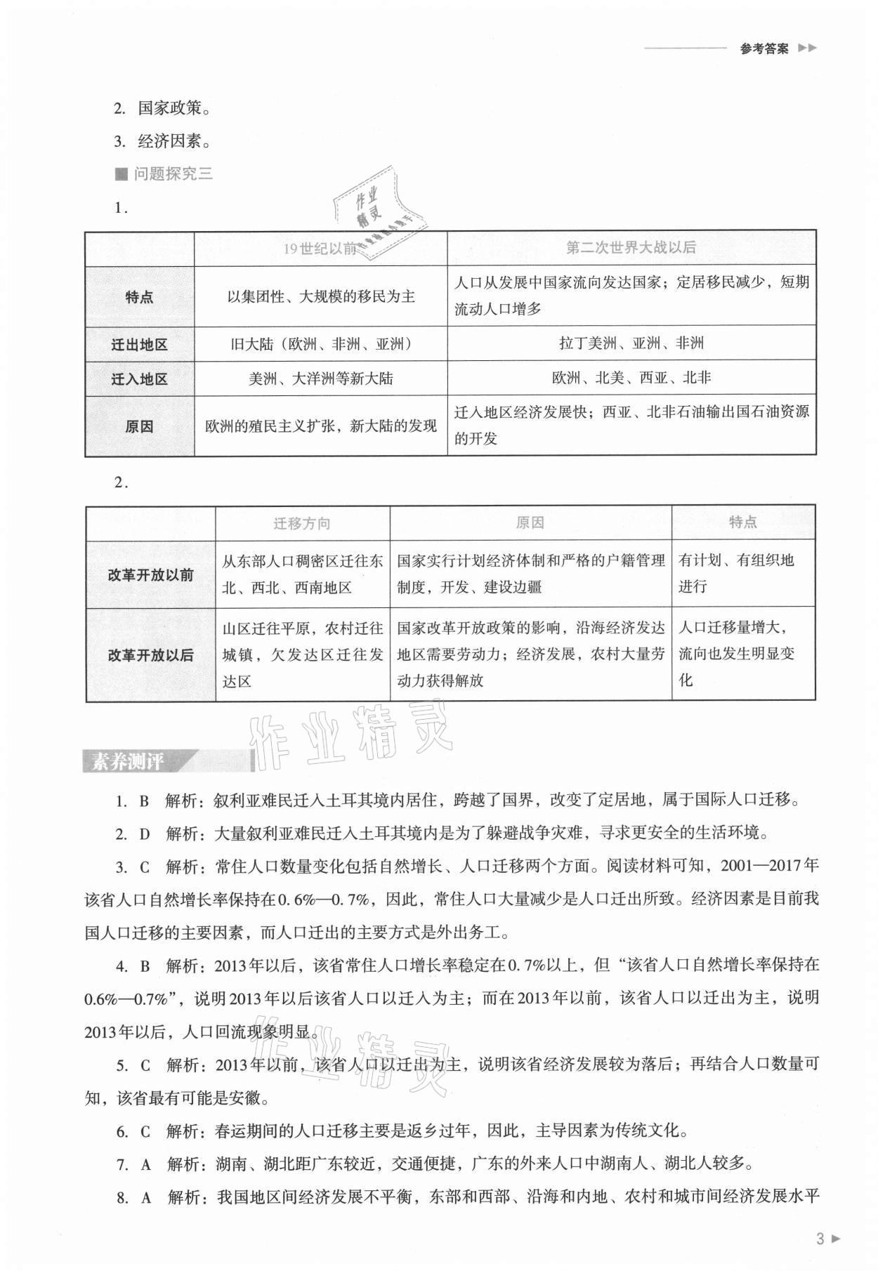 2021年普通高中新課程同步練習(xí)冊地理必修第二冊人教版 參考答案第3頁