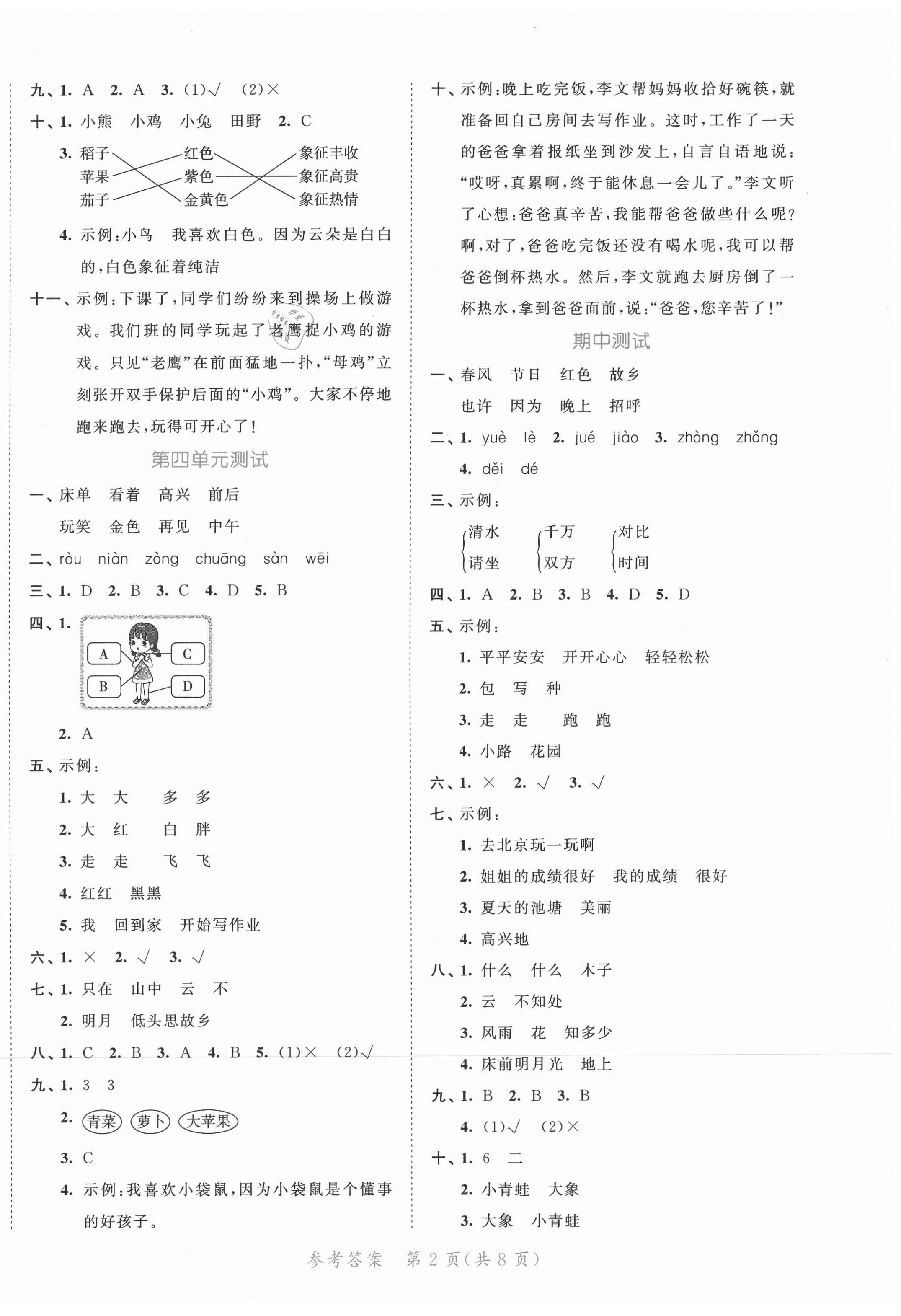 2021年53全優(yōu)卷一年級語文下冊人教版福建專版 第2頁