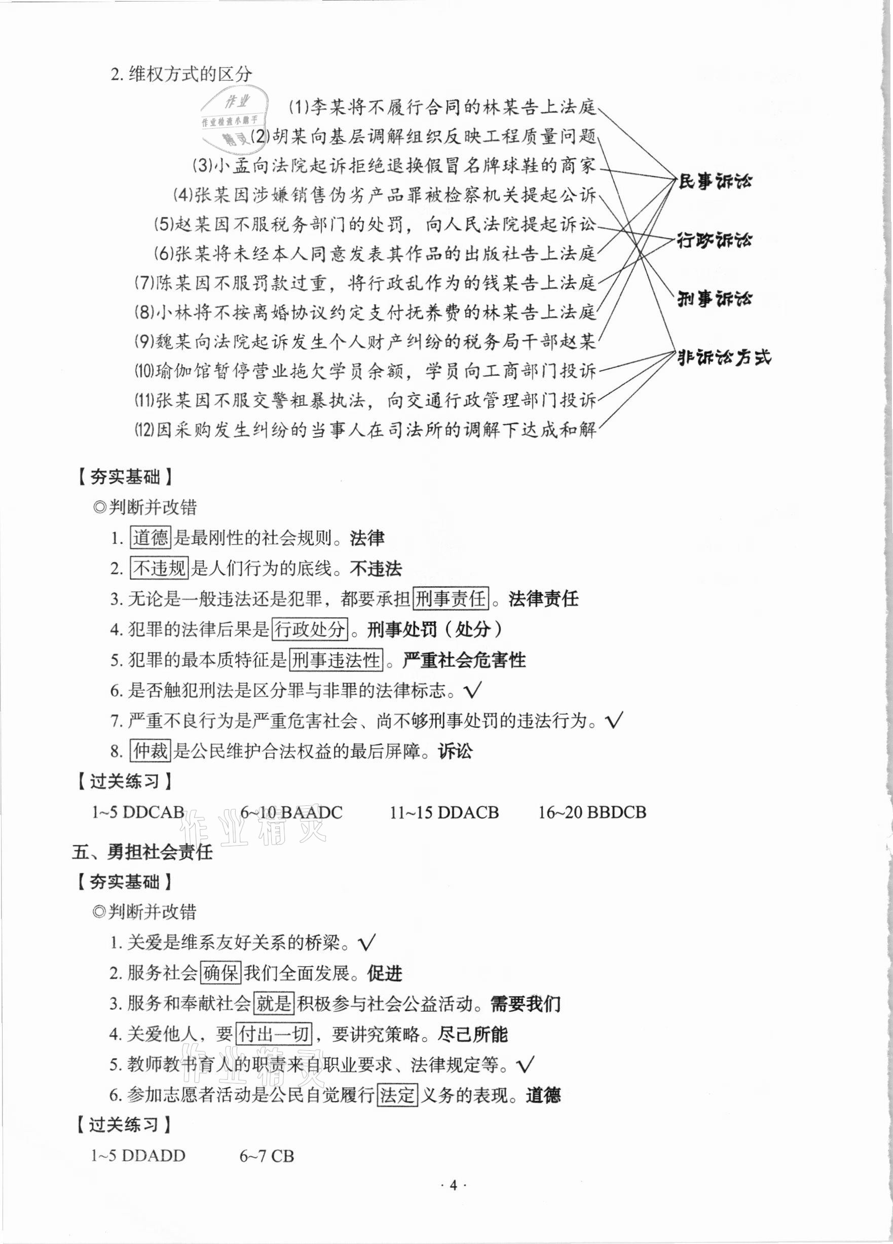 2021年天下中考專題總復(fù)習(xí)道德與法治 參考答案第4頁