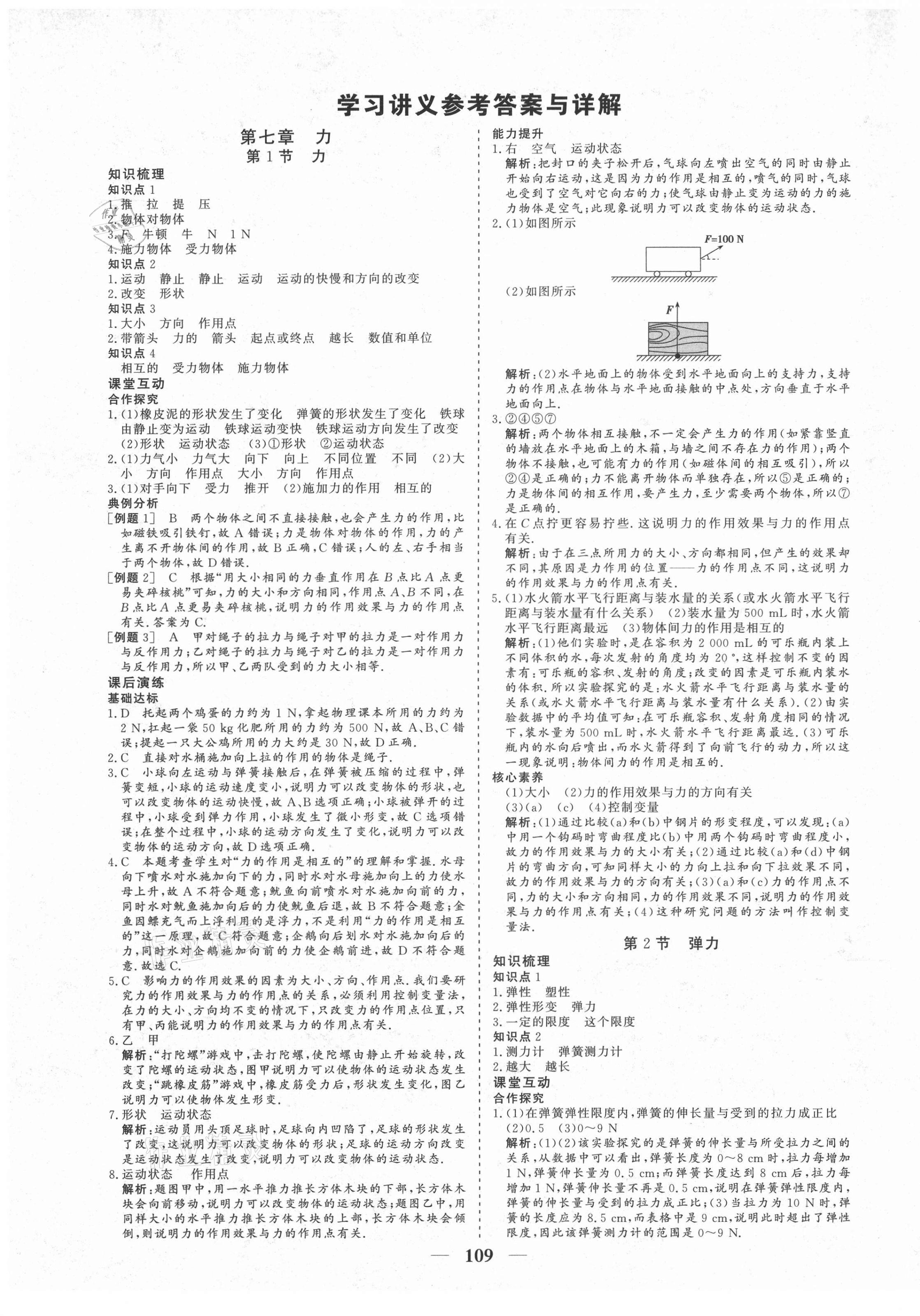 2021年優(yōu)化探究八年級物理下冊人教版 參考答案第1頁