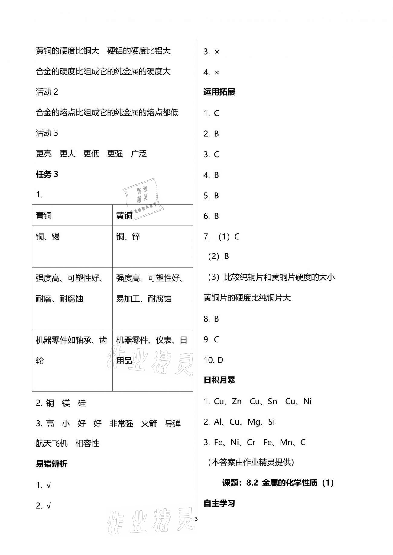 2021年智慧課堂九年級(jí)化學(xué)下冊(cè)人教版 參考答案第3頁(yè)