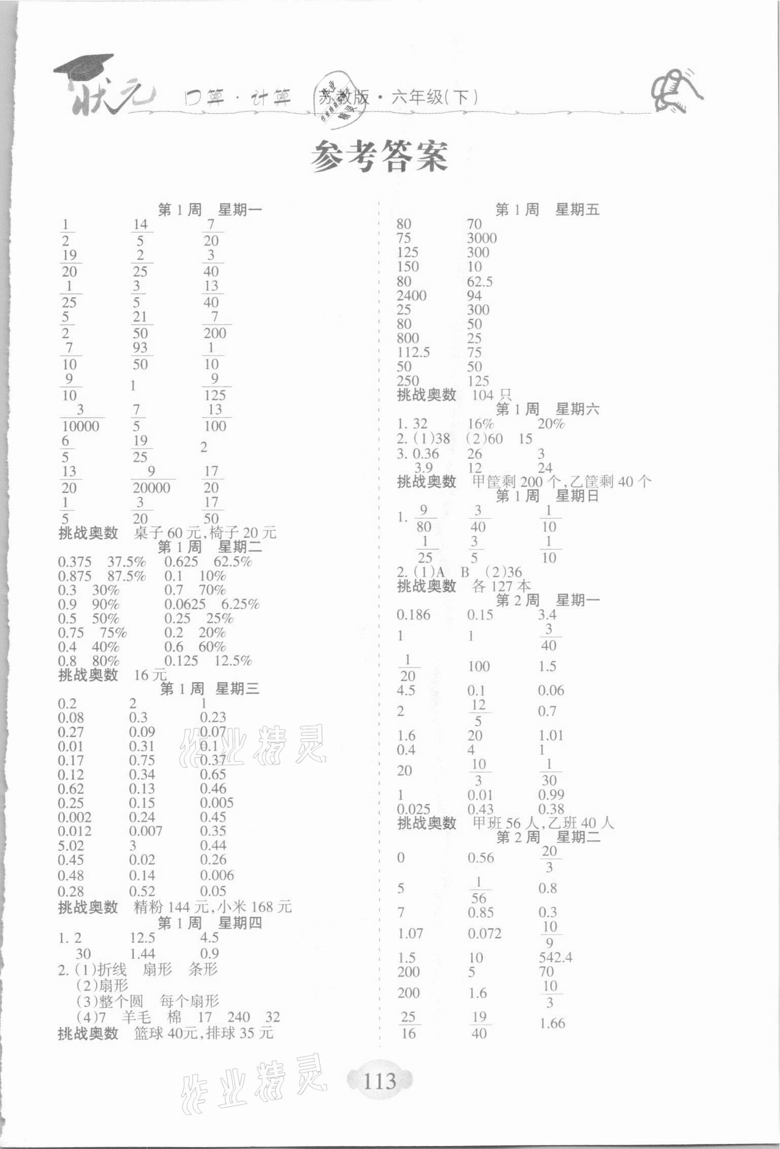 2021年?duì)钤?jì)算能手六年級(jí)數(shù)學(xué)下冊(cè)蘇教版 第1頁(yè)