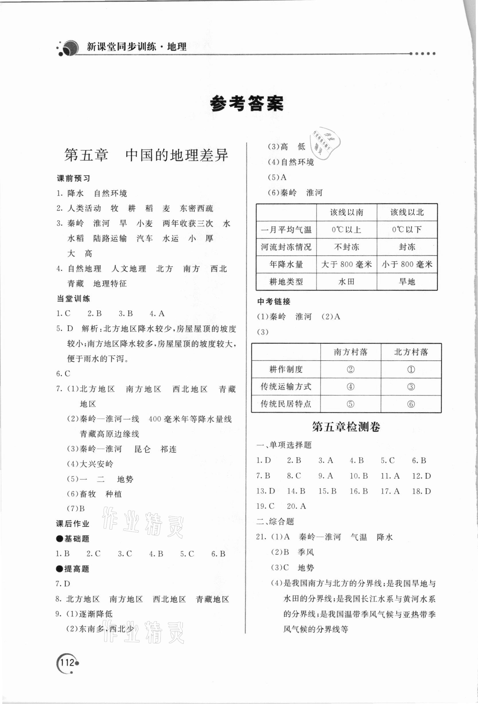 2021年新課堂同步訓(xùn)練八年級(jí)地理下冊(cè)人教版 參考答案第1頁(yè)