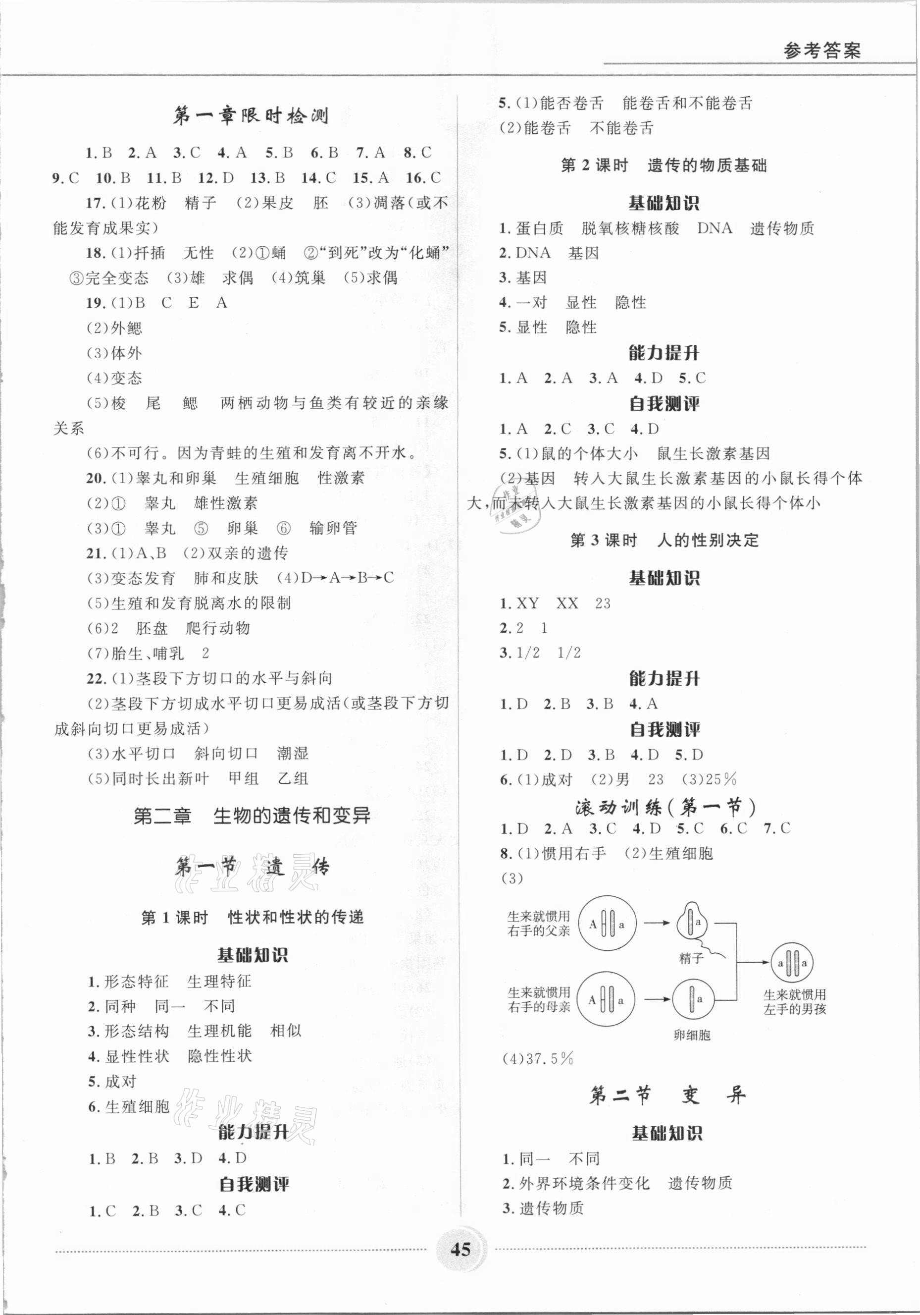 2021年奪冠百分百初中精講精練八年級生物下冊冀少版 第3頁