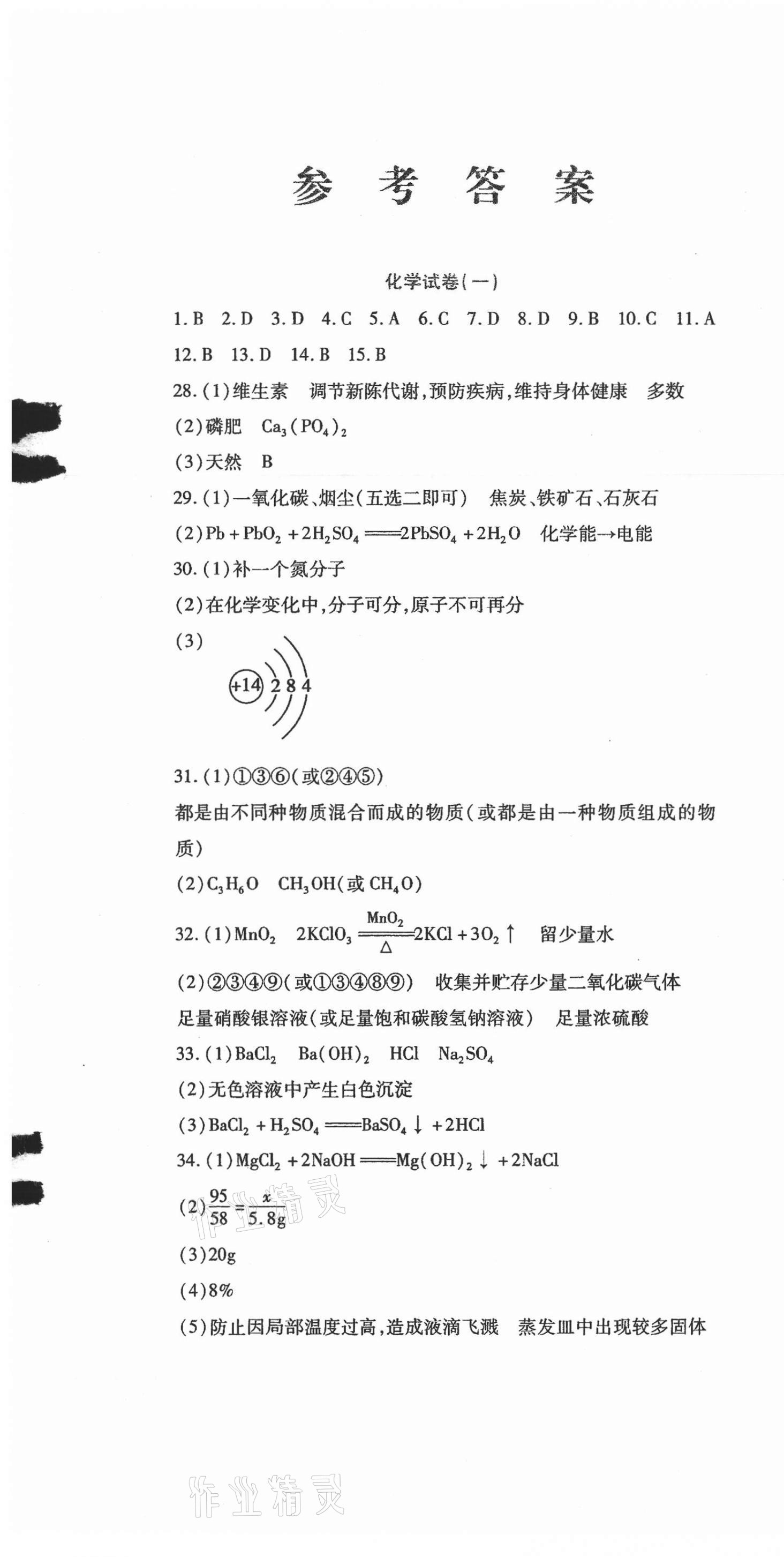 2021年中考加分仿真模擬必刷卷化學哈爾濱專版 第1頁