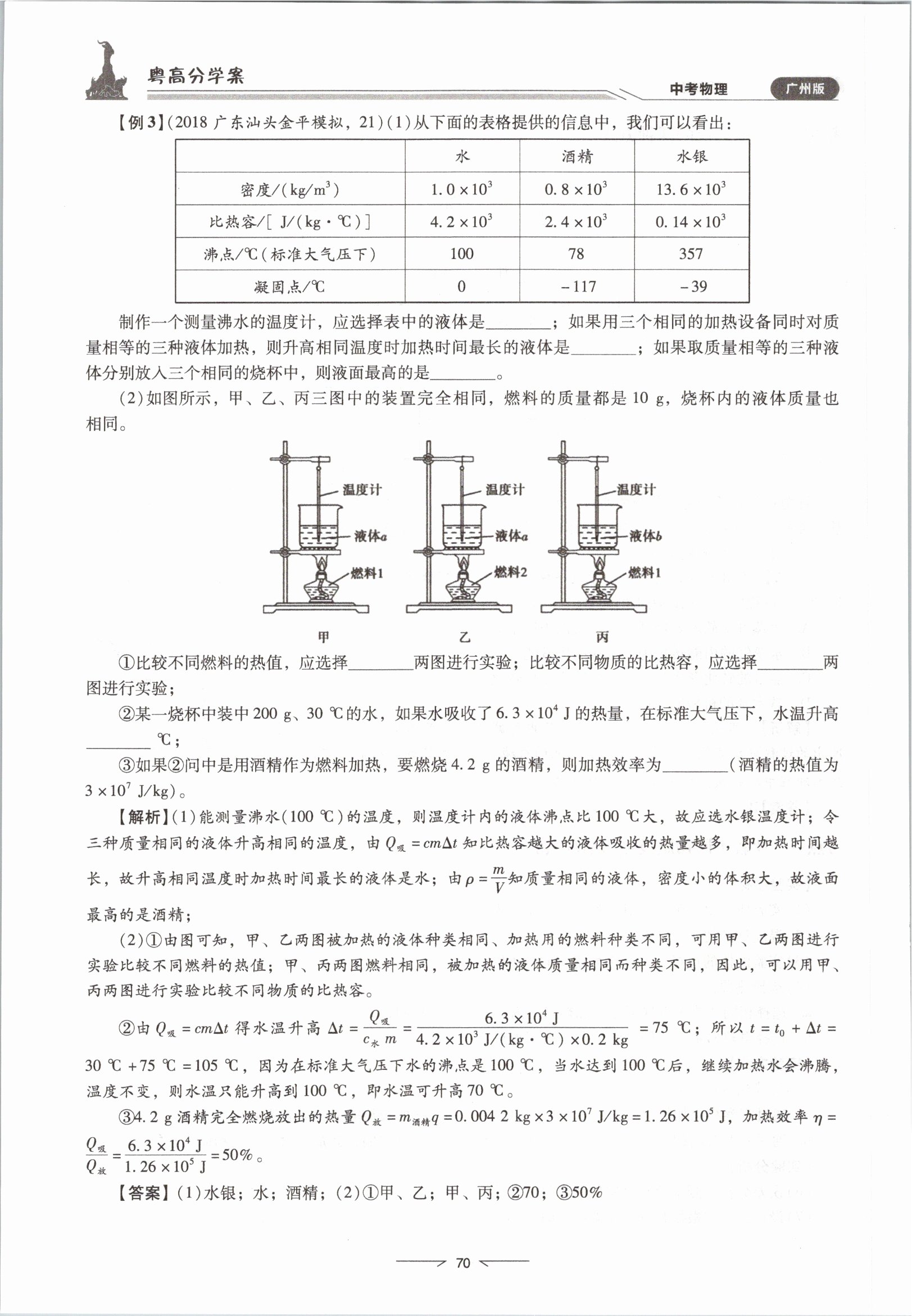 2021年粵高分學(xué)案物理&nbsp;參考答案第70頁