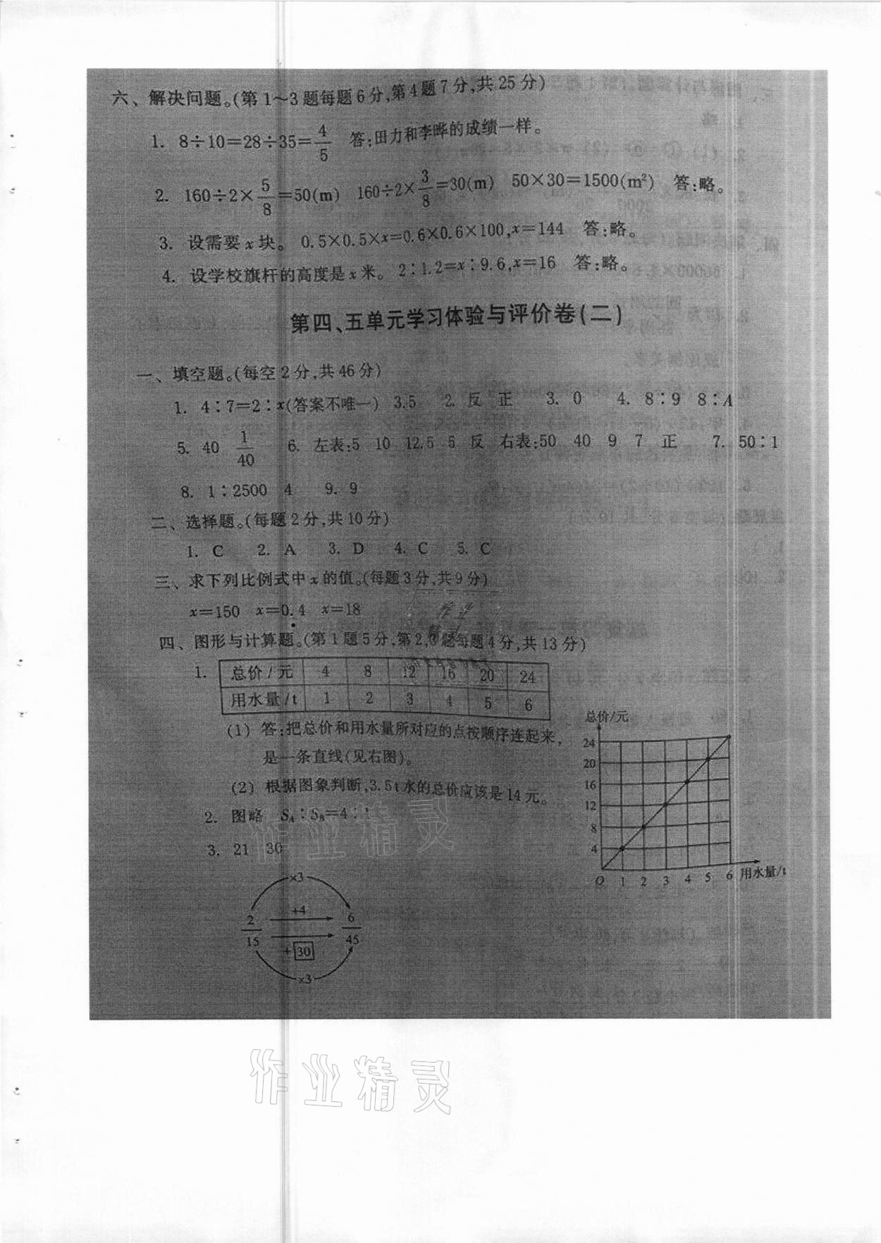 2021年单元学习体验与评价六年级数学下册人教版 参考答案第5页