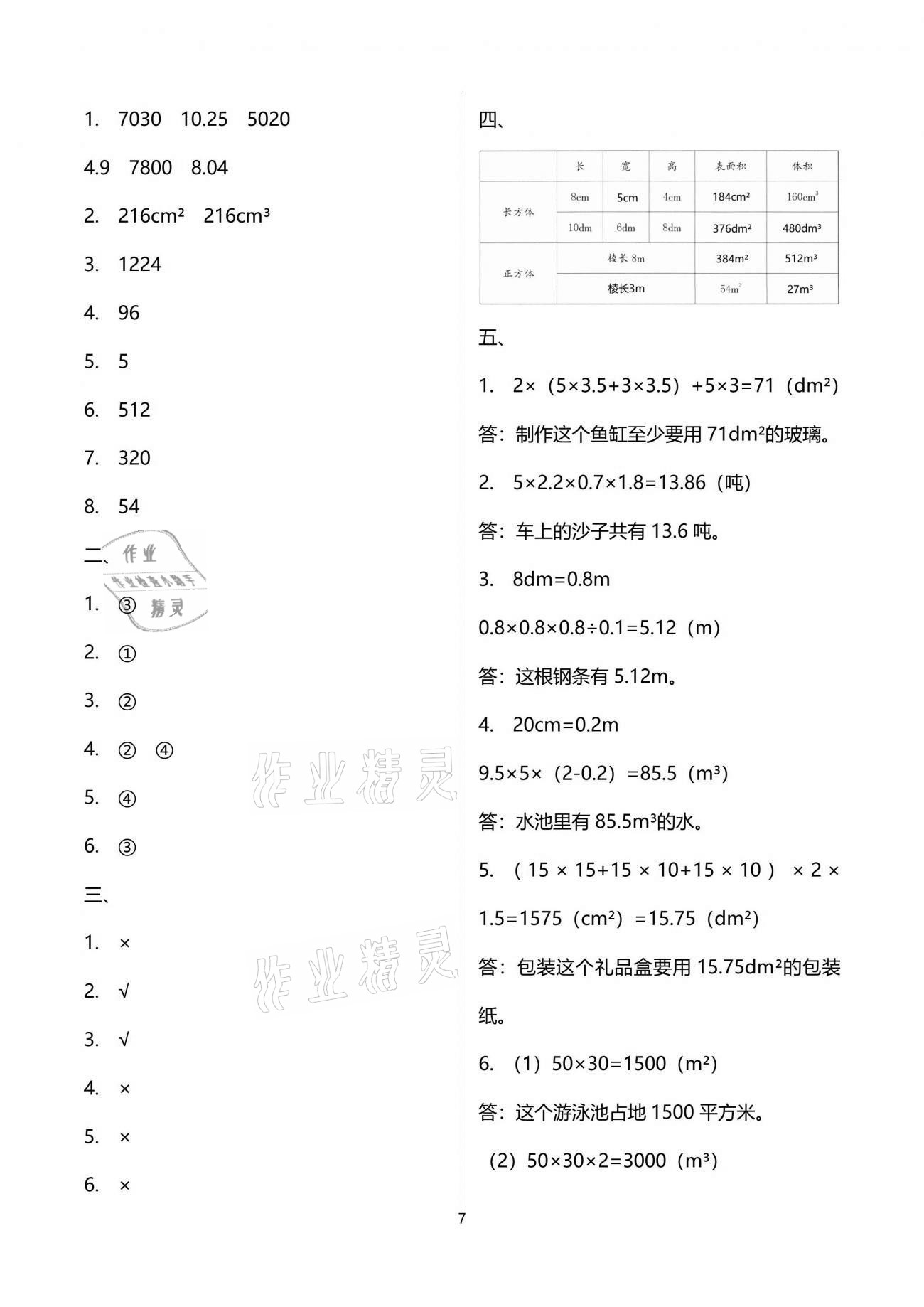 2021年數(shù)學單元自測五年級下冊人教版 第7頁