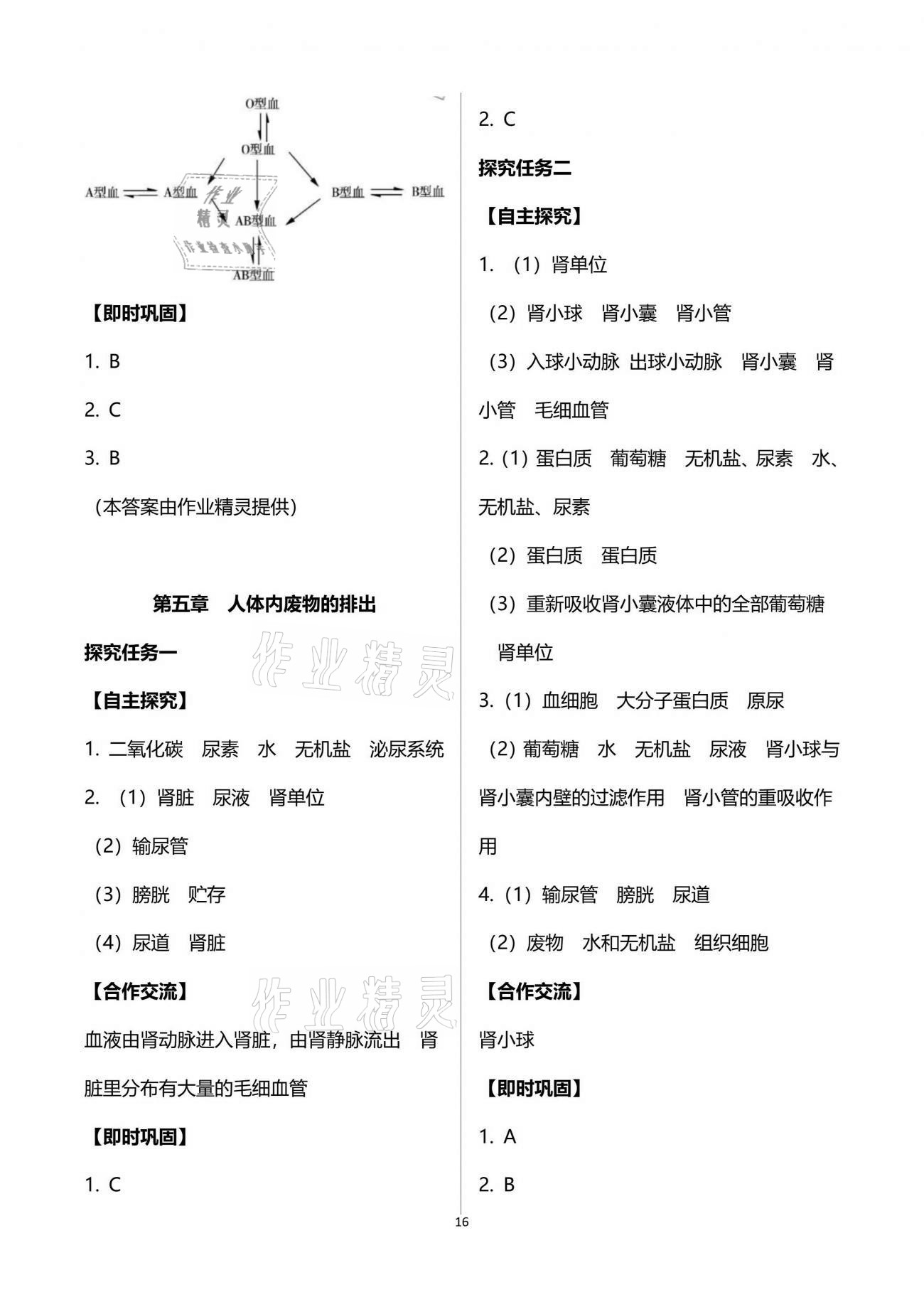 2021年自主學(xué)習(xí)指導(dǎo)課程與測(cè)試七年級(jí)生物學(xué)下冊(cè)人教版 參考答案第16頁(yè)