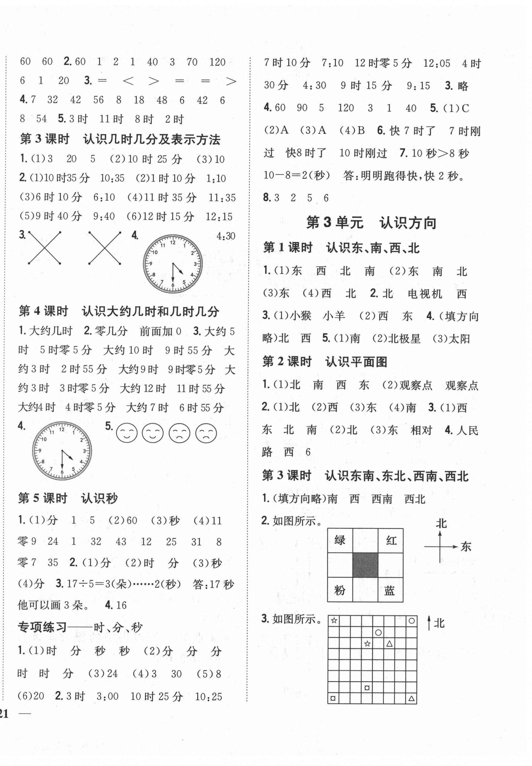 2021年小學題幫二年級數學下冊江蘇版 參考答案第2頁