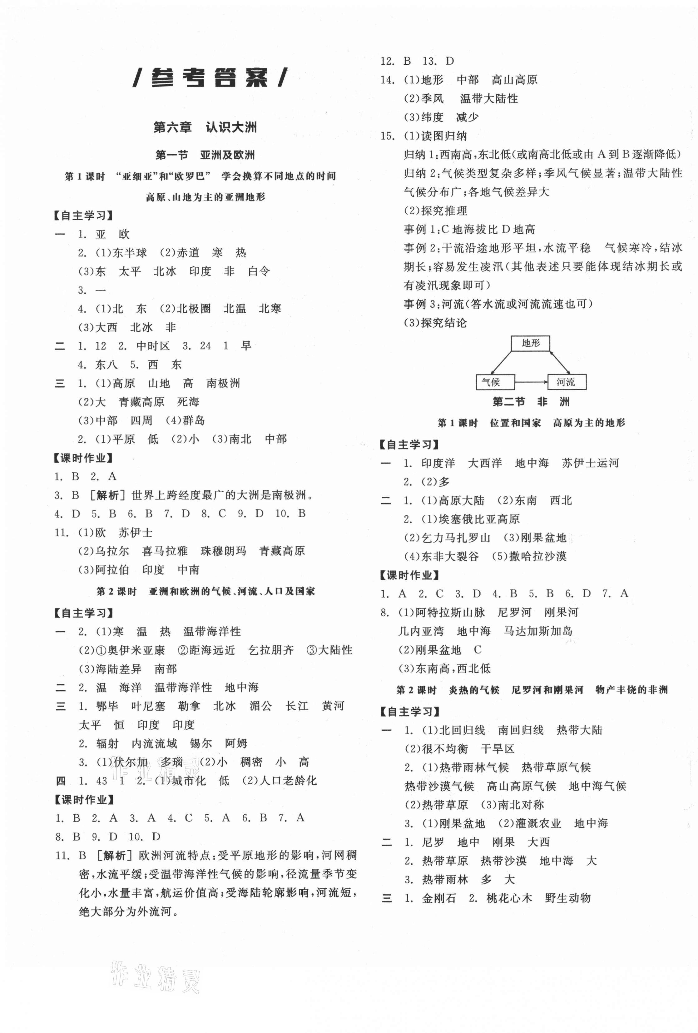 2021年全品学练考七年级地理下册湘教版 第1页