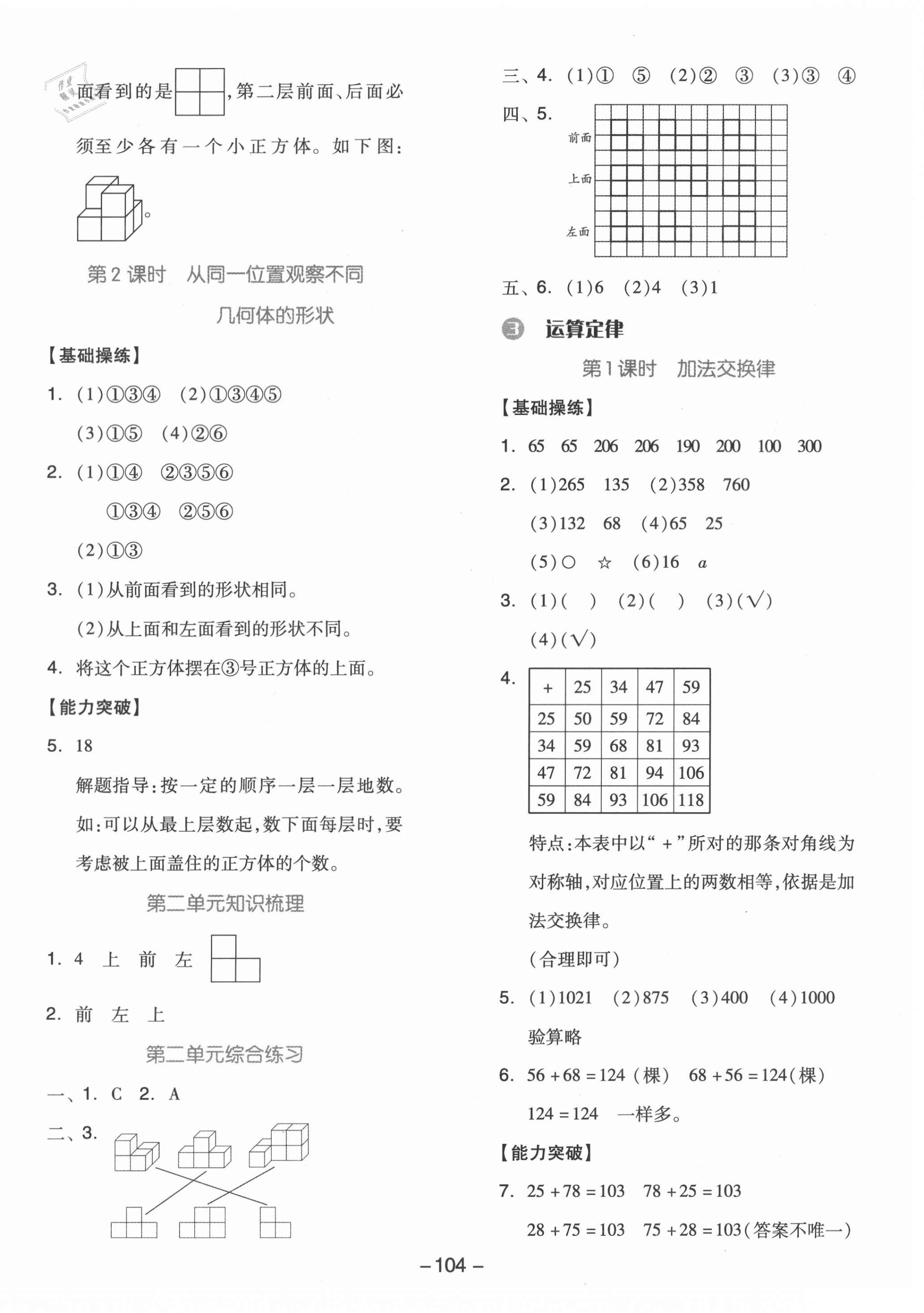 2021年智慧作業(yè)四年級(jí)數(shù)學(xué)下冊(cè)人教版 第4頁(yè)