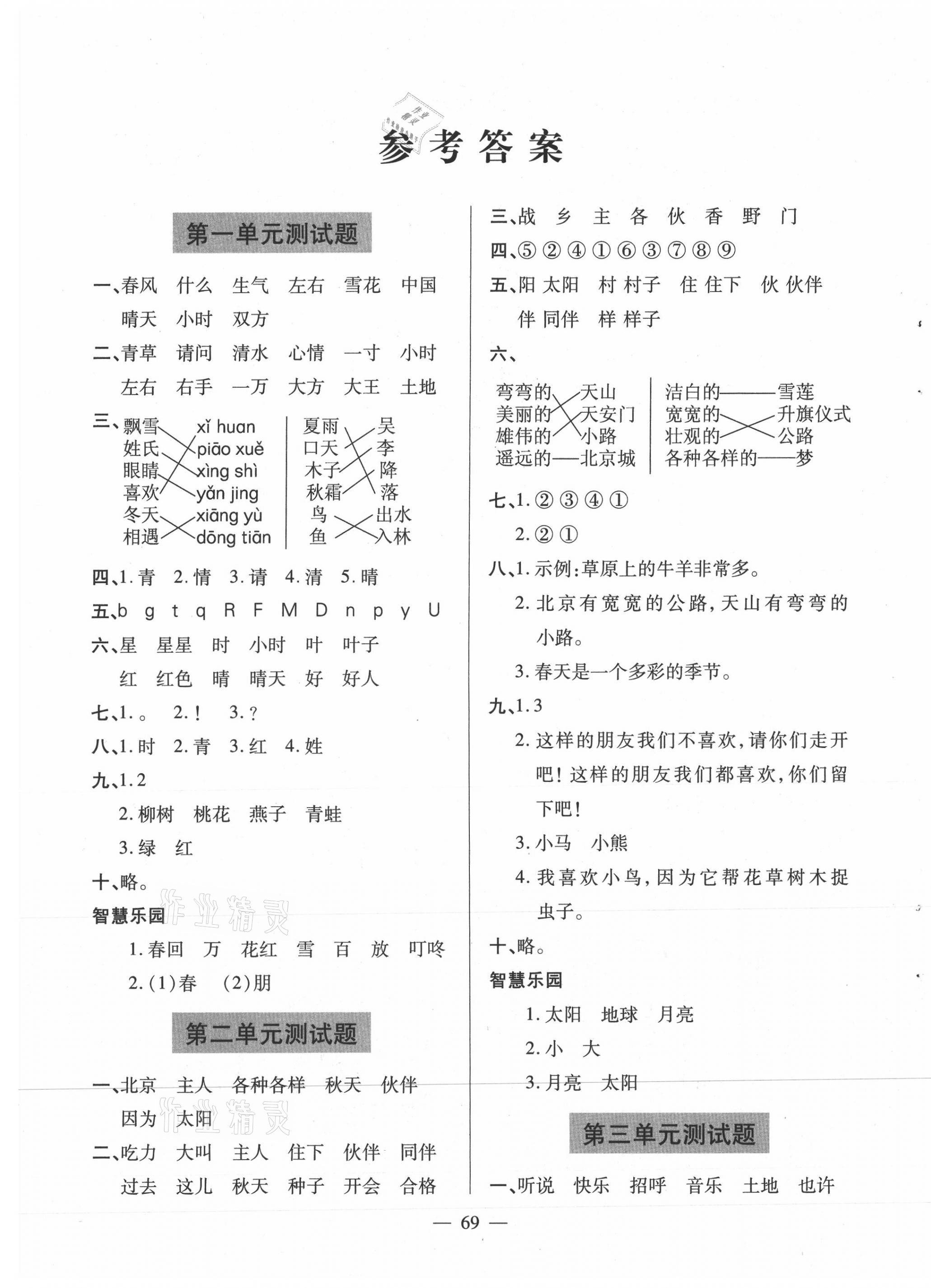 2021年新課堂同步學(xué)習(xí)與探究一年級語文下冊人教版54制泰安專版 第1頁