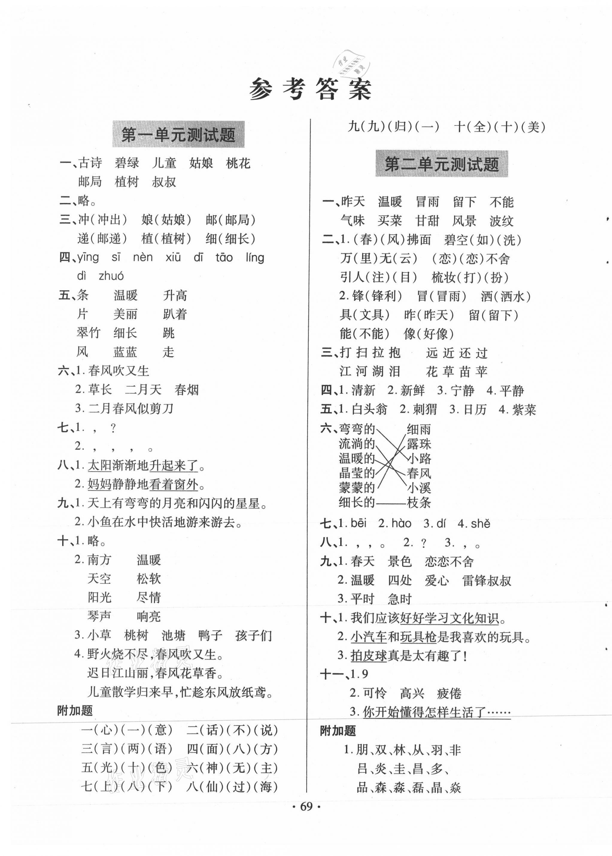 2021年新课堂同步学习与探究二年级语文下册人教版54制泰安专版 第1页