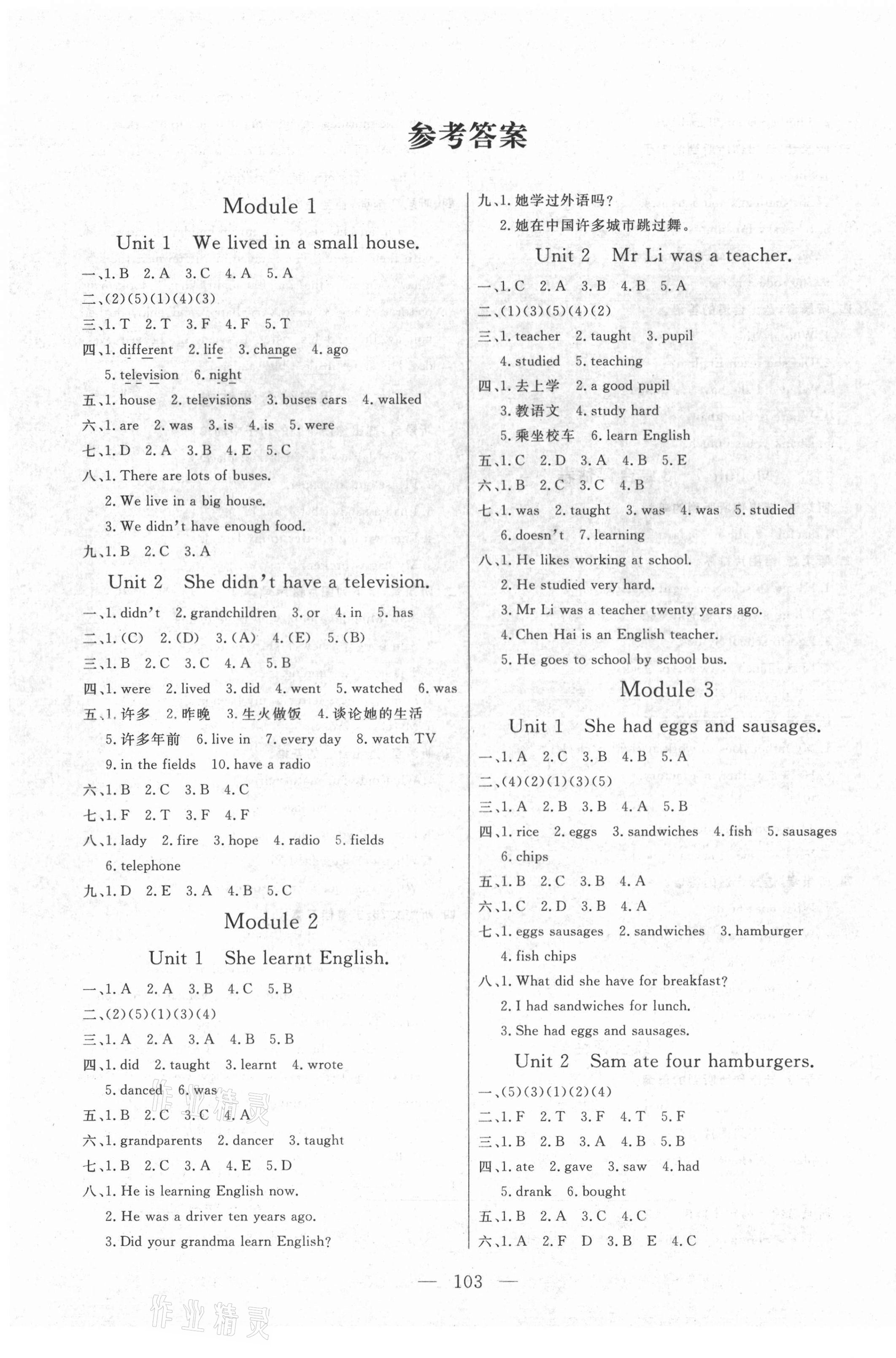 2021年?duì)钤憔氄n時(shí)優(yōu)化設(shè)計(jì)五年級(jí)英語下冊(cè)外研版 參考答案第1頁