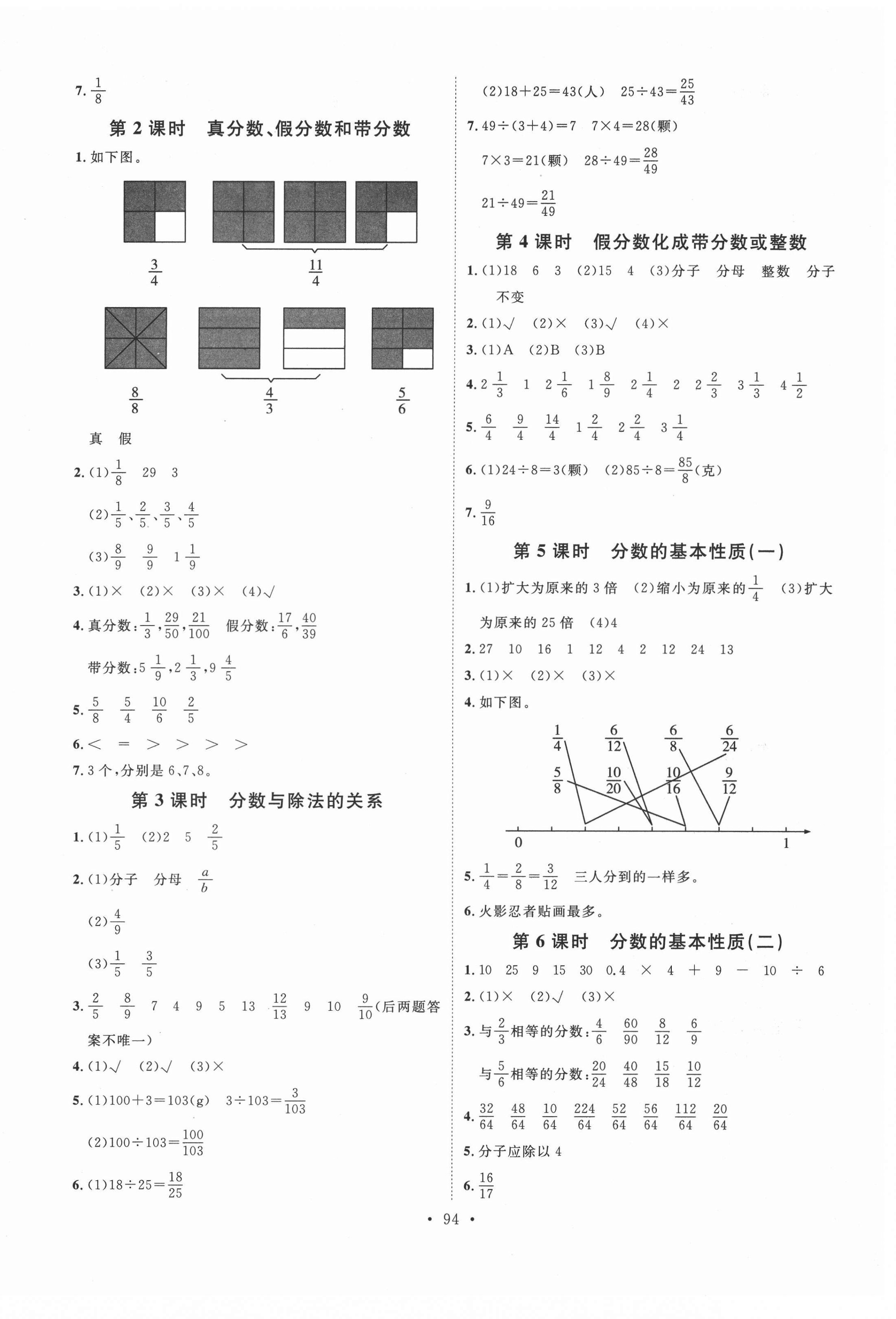 2021年每时每刻快乐优加作业本五年级数学下册青岛版Q版 参考答案第2页