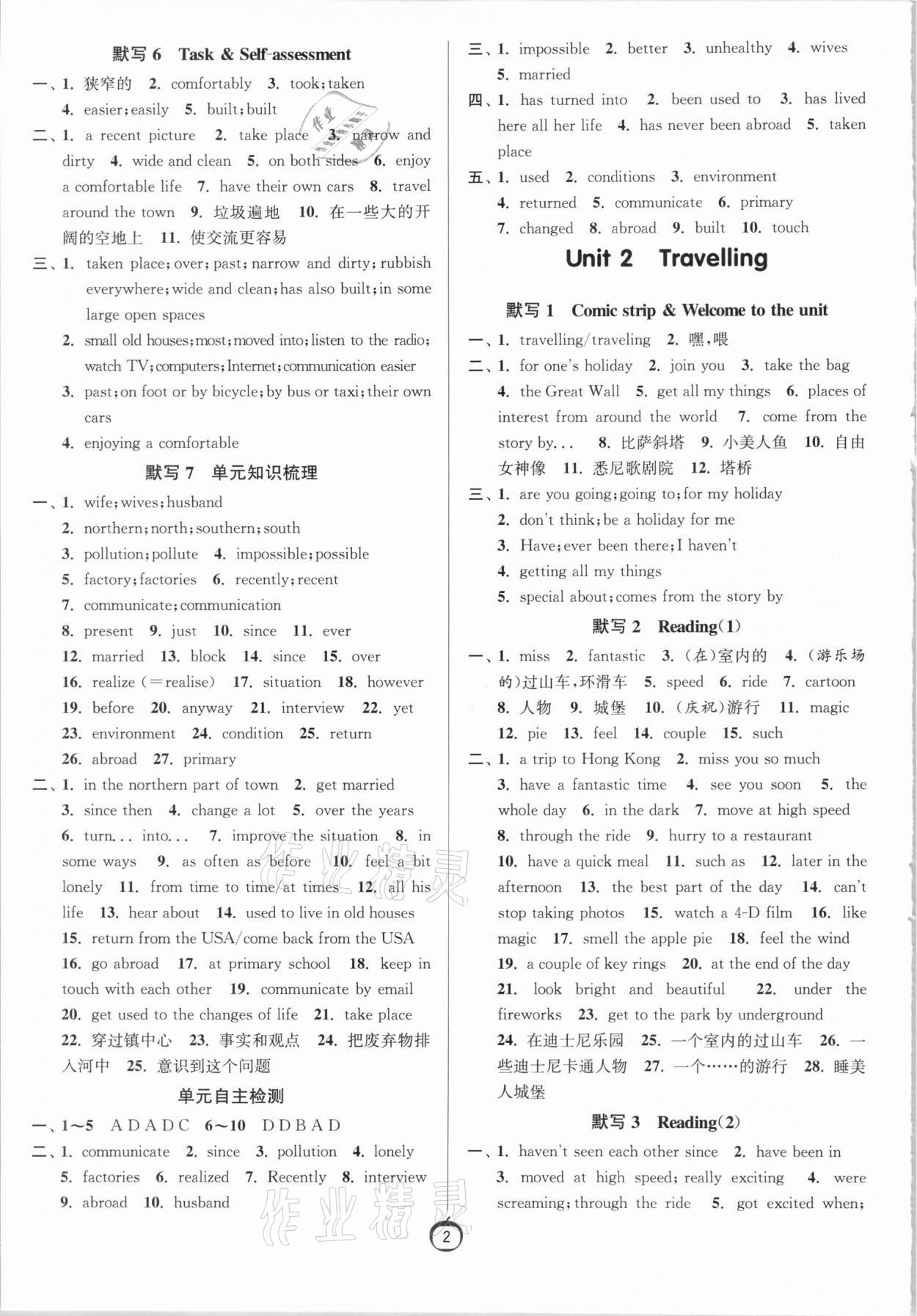 2021年春雨教育初中英語(yǔ)默寫高手八年級(jí)下冊(cè)譯林版 參考答案第2頁(yè)