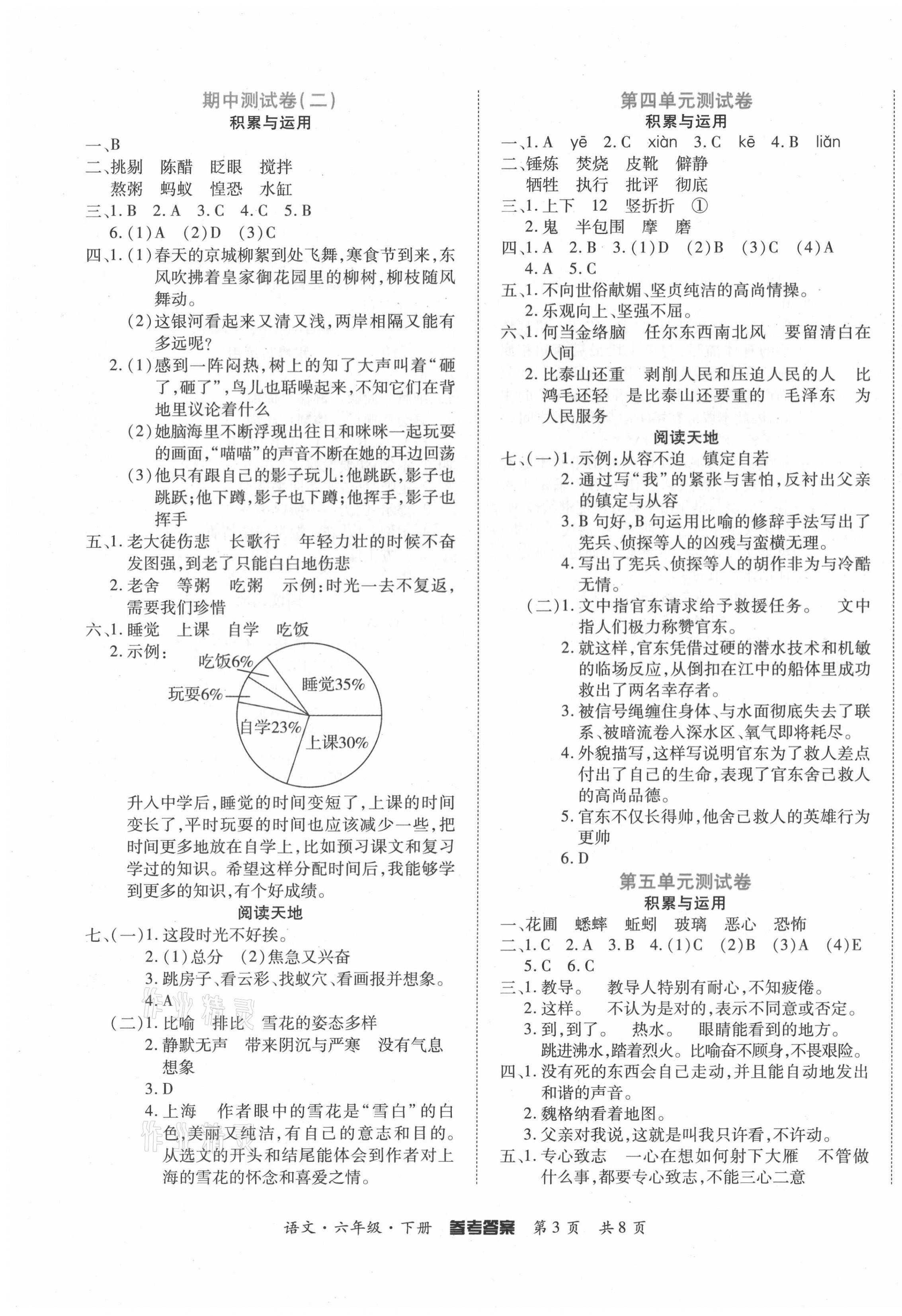 2021年金榜必刷卷六年級語文下冊人教版 第3頁