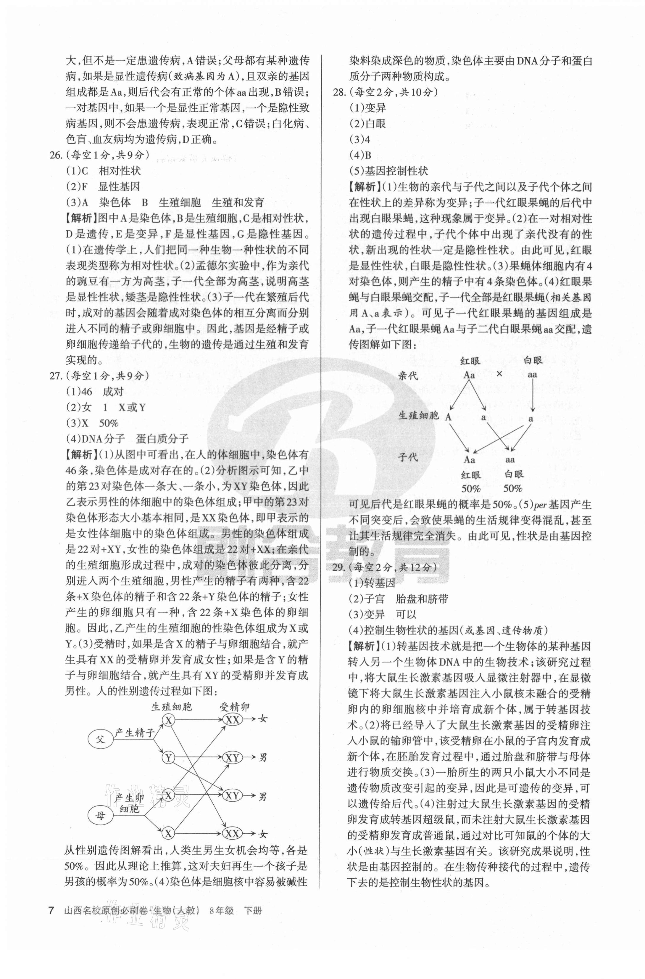 2021年山西名校原創必刷卷八年級生物下冊人教版 第7頁