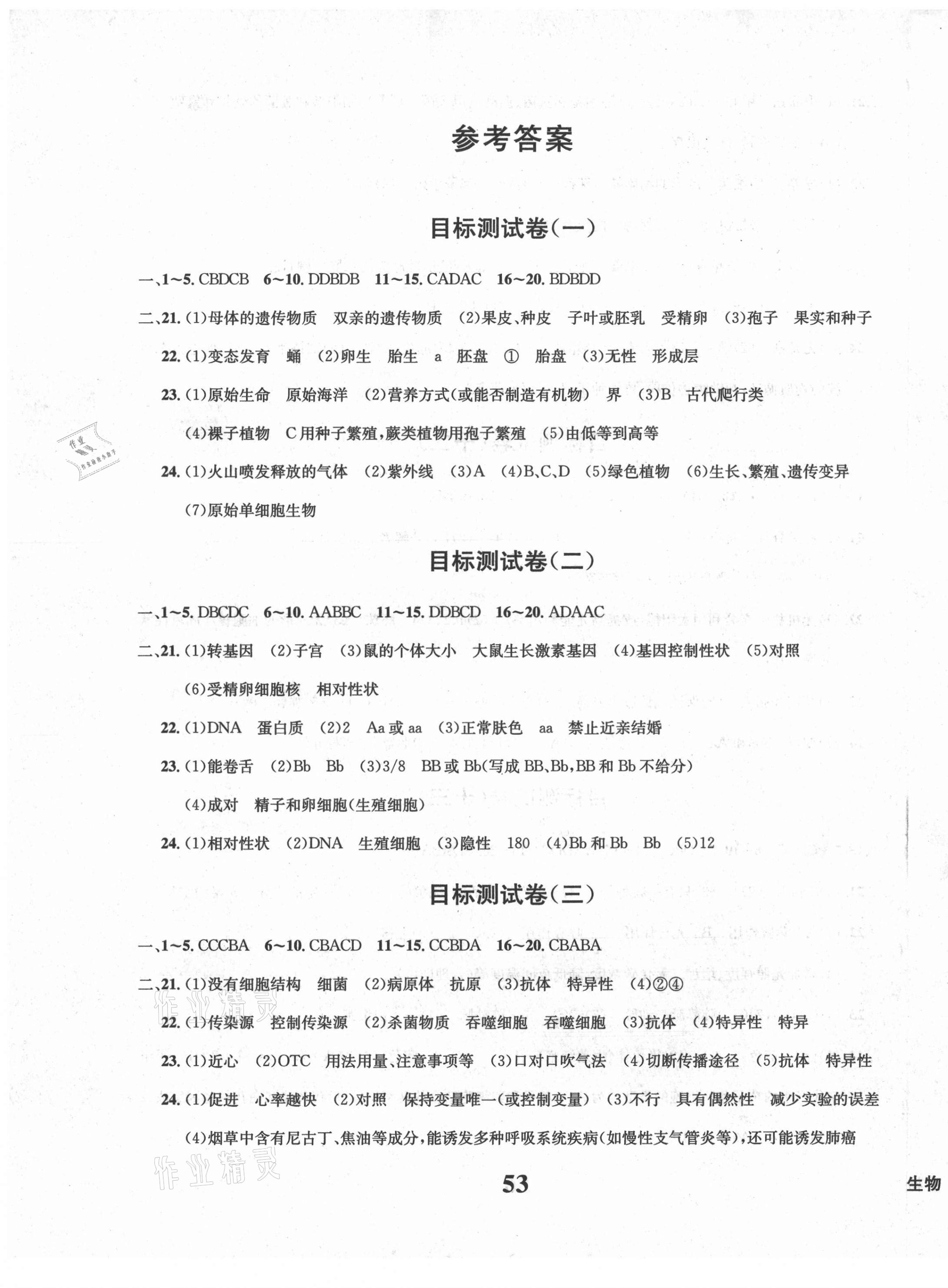 2021年學(xué)業(yè)質(zhì)量測(cè)試薄八年級(jí)生物人教版 第1頁(yè)