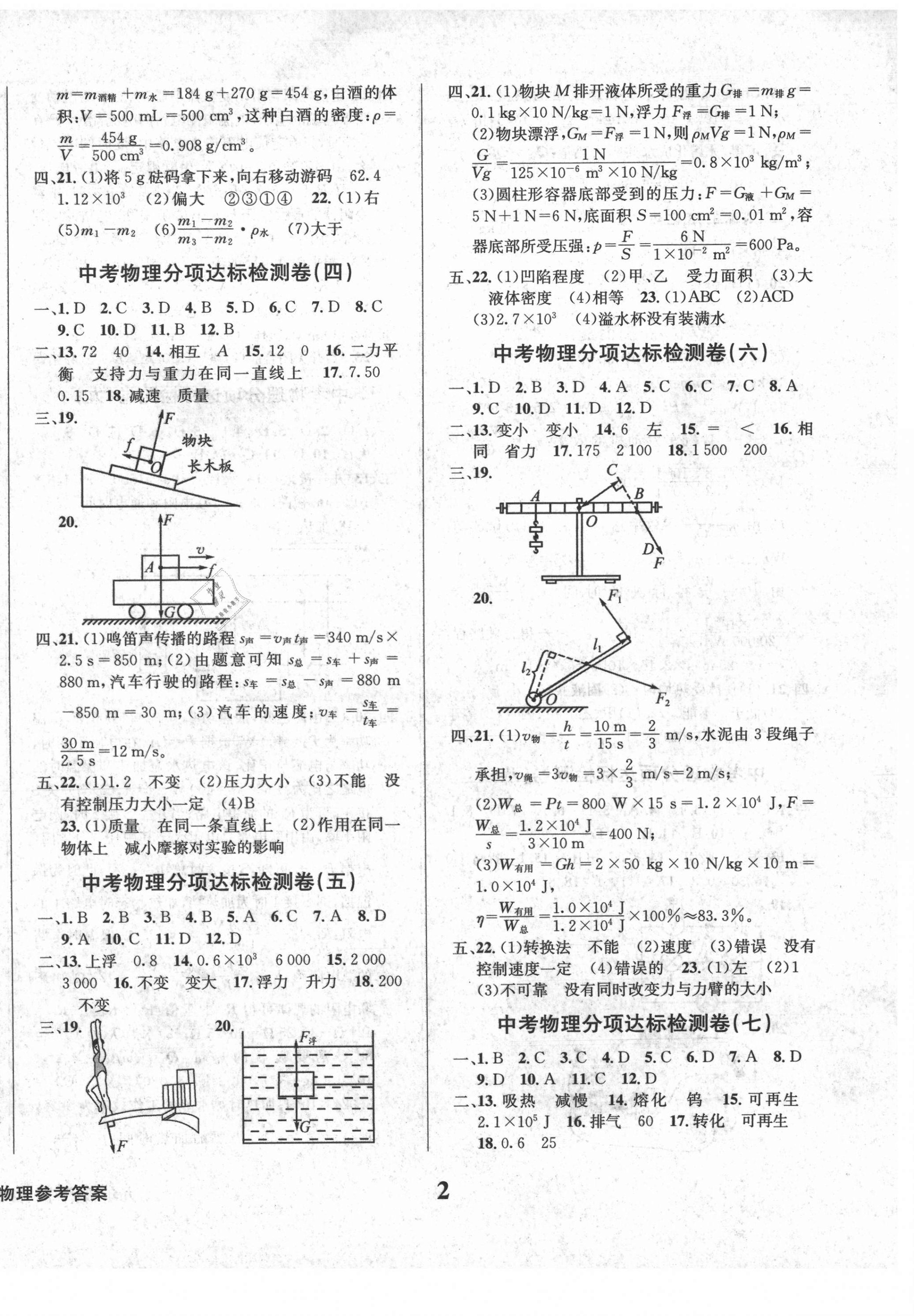 2021年学业质量测试薄九年级物理下册人教版 第2页