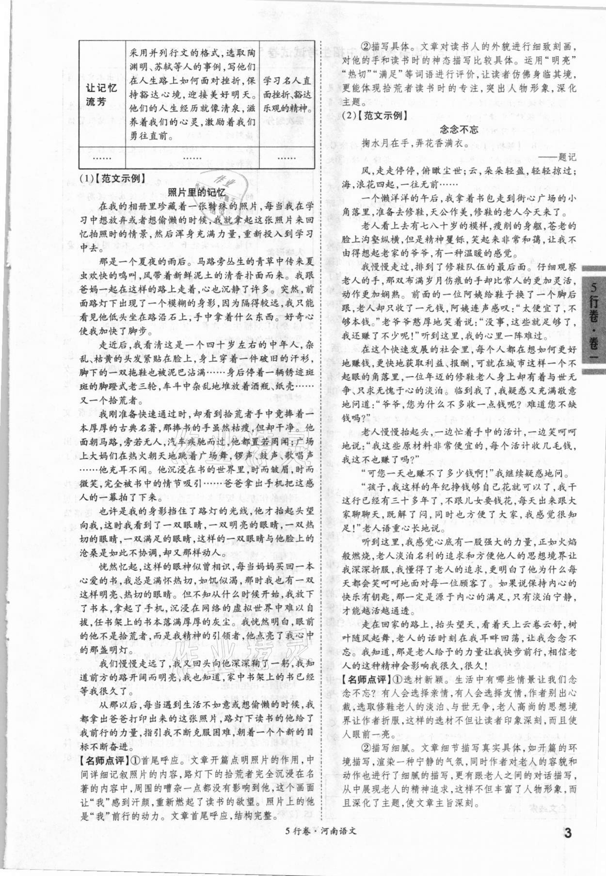 2021年一战成名河南中考5行卷语文 第3页