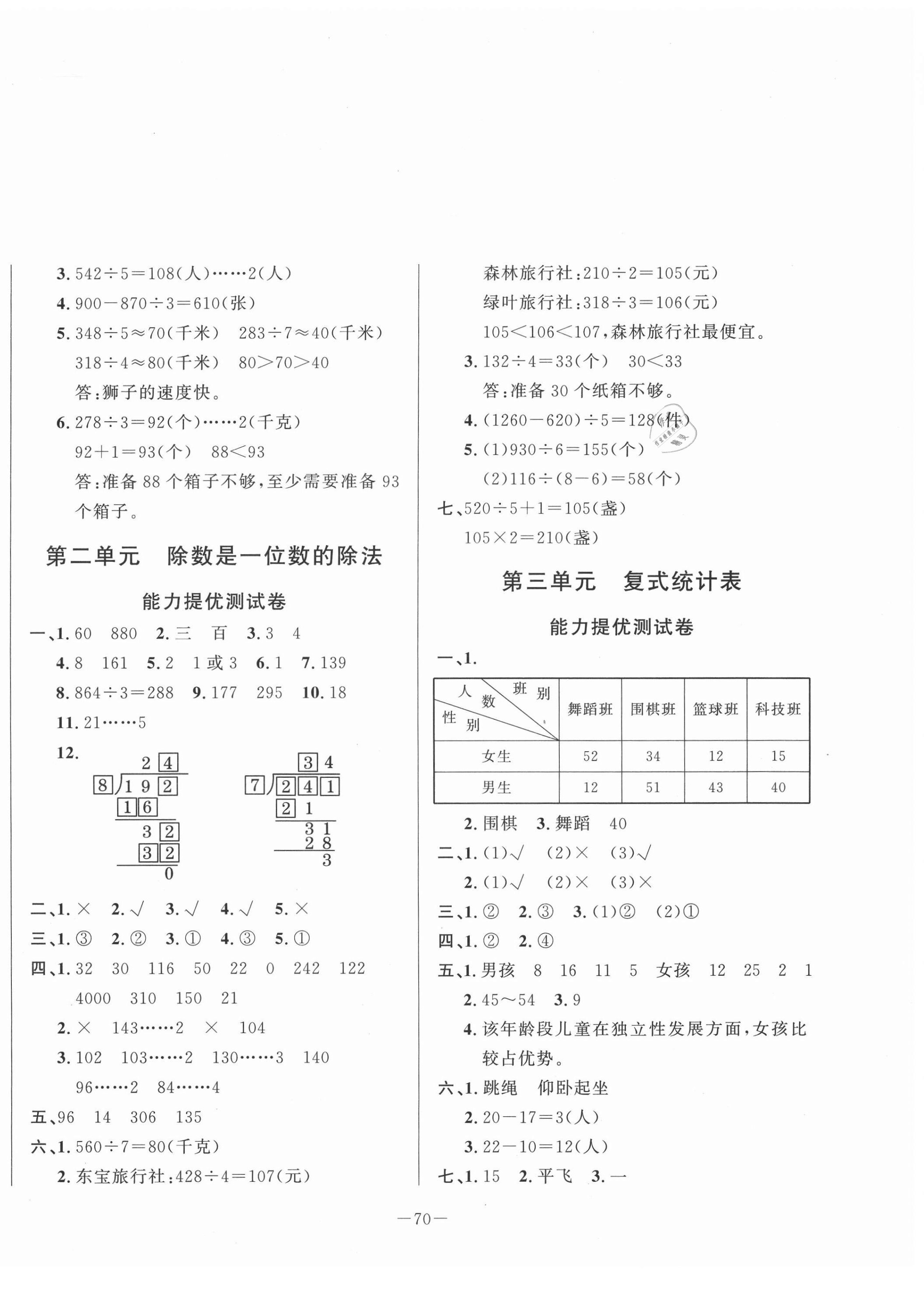 2021年小學單元測試卷三年級數學下冊人教版山東文藝出版社 第2頁