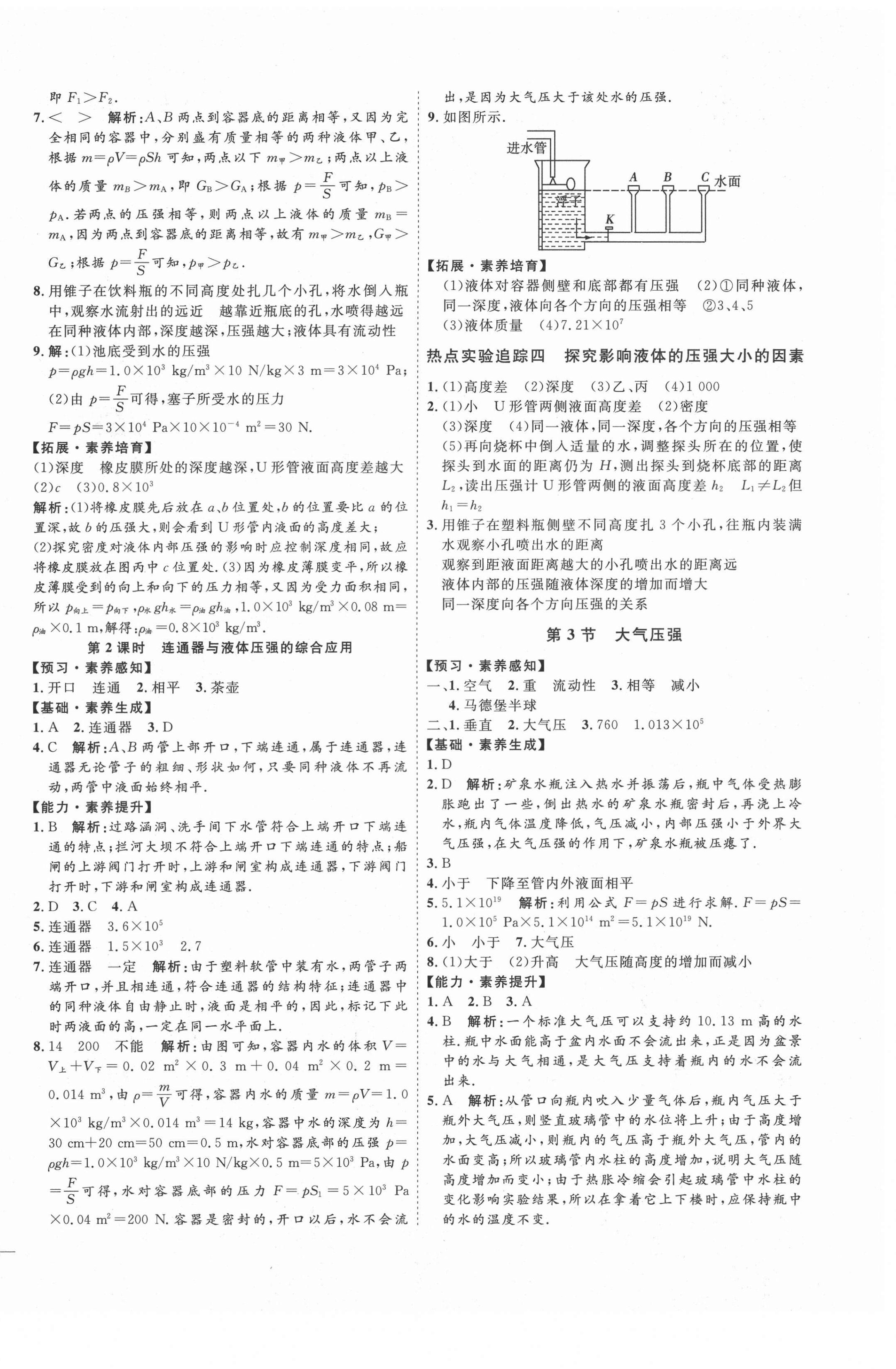 2021年优加学案课时通八年级物理下册人教版河北专版 参考答案第10页