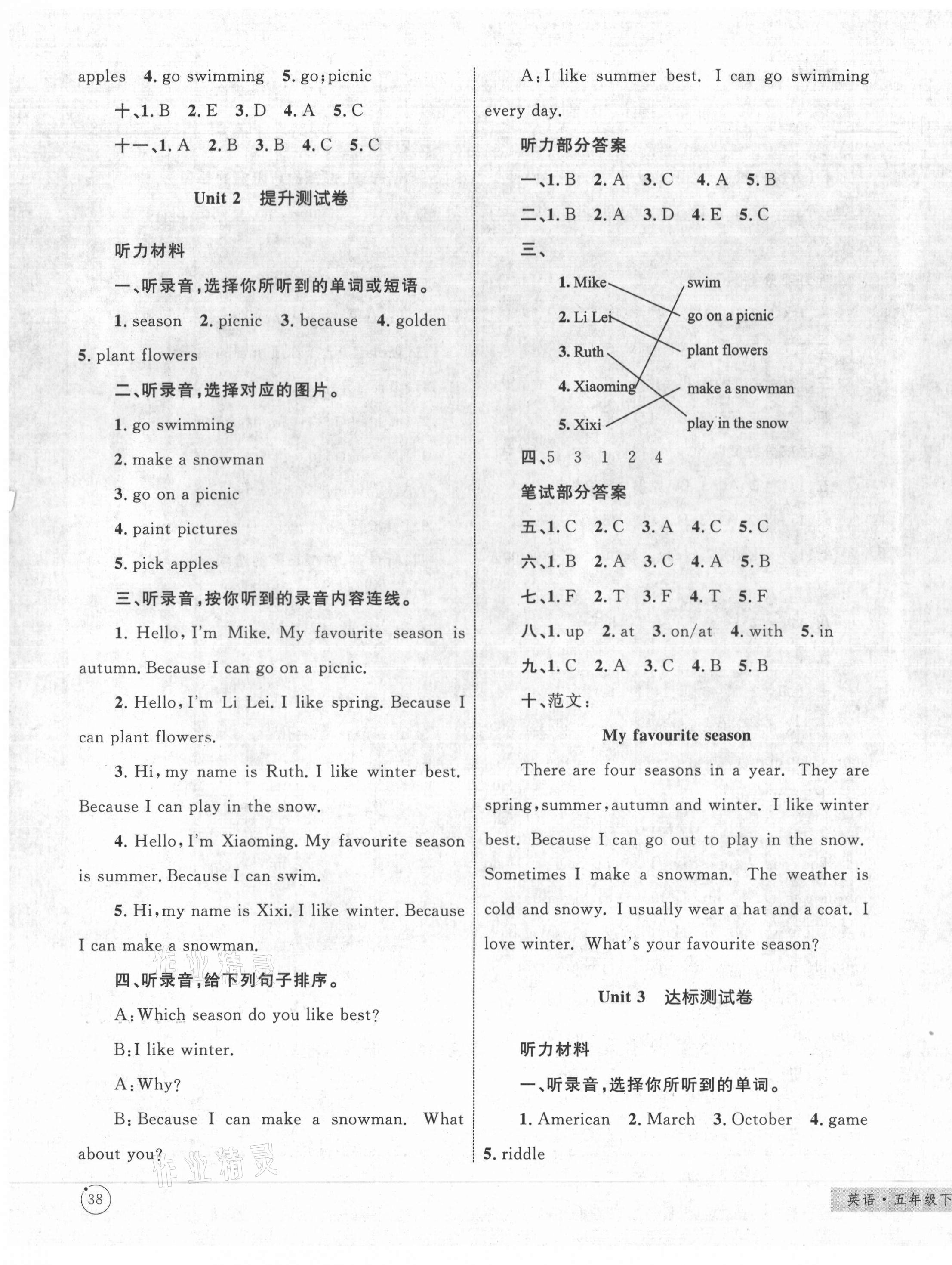 2021年優(yōu)化設(shè)計(jì)單元測(cè)試卷五年級(jí)英語(yǔ)下冊(cè)人教版 第3頁(yè)