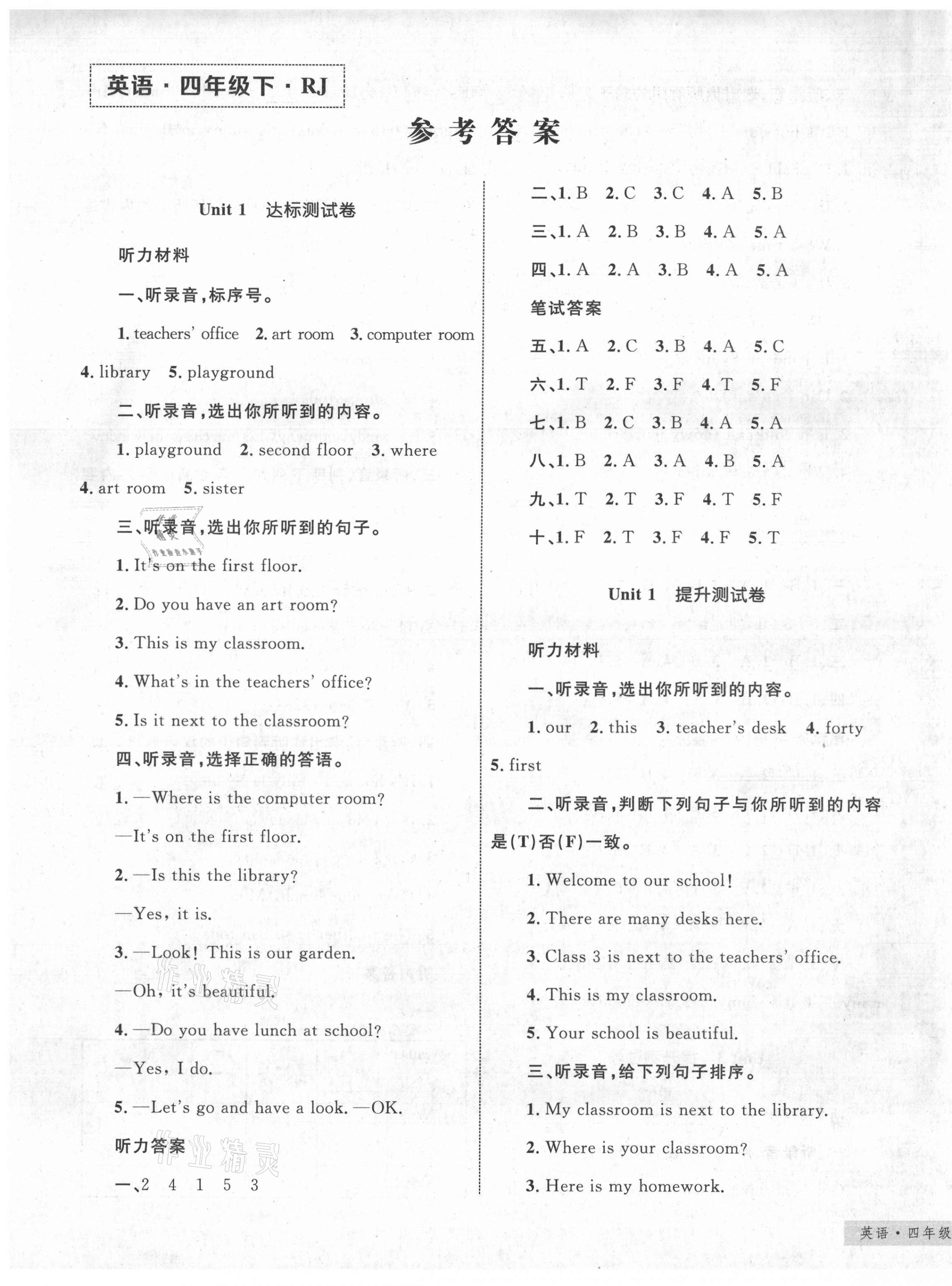 2021年優(yōu)化設(shè)計(jì)單元測(cè)試卷四年級(jí)英語(yǔ)下冊(cè)人教版 第1頁(yè)