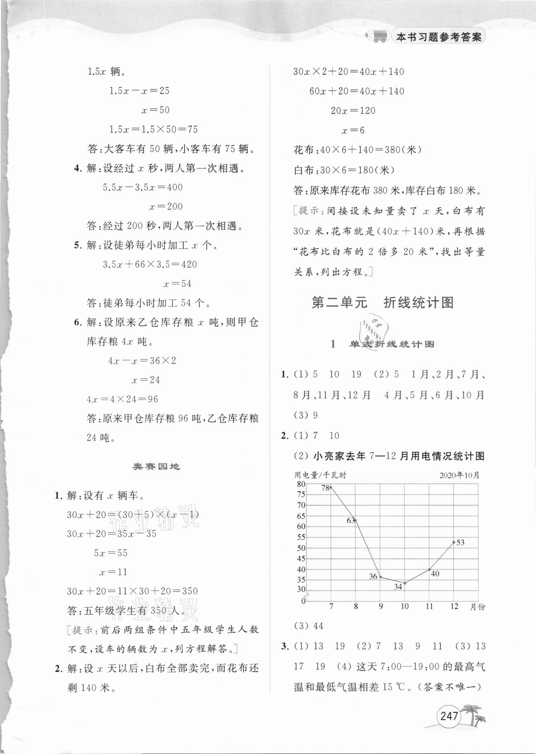 2021年亮點給力全解精練課課通五年級數學下冊蘇教版 參考答案第4頁