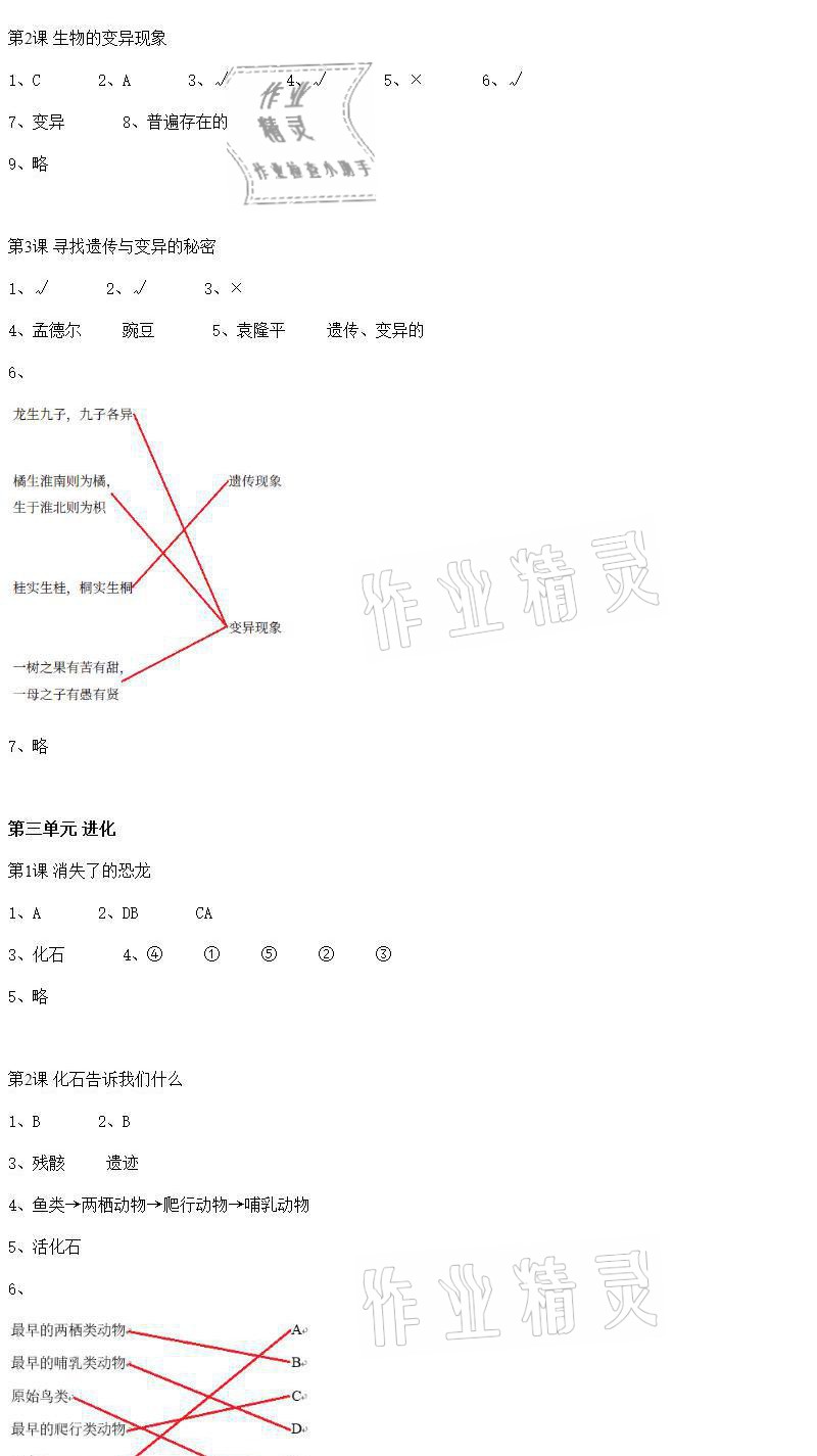 2021年科學(xué)課課練六年級(jí)下冊(cè)蘇教版 參考答案第2頁(yè)