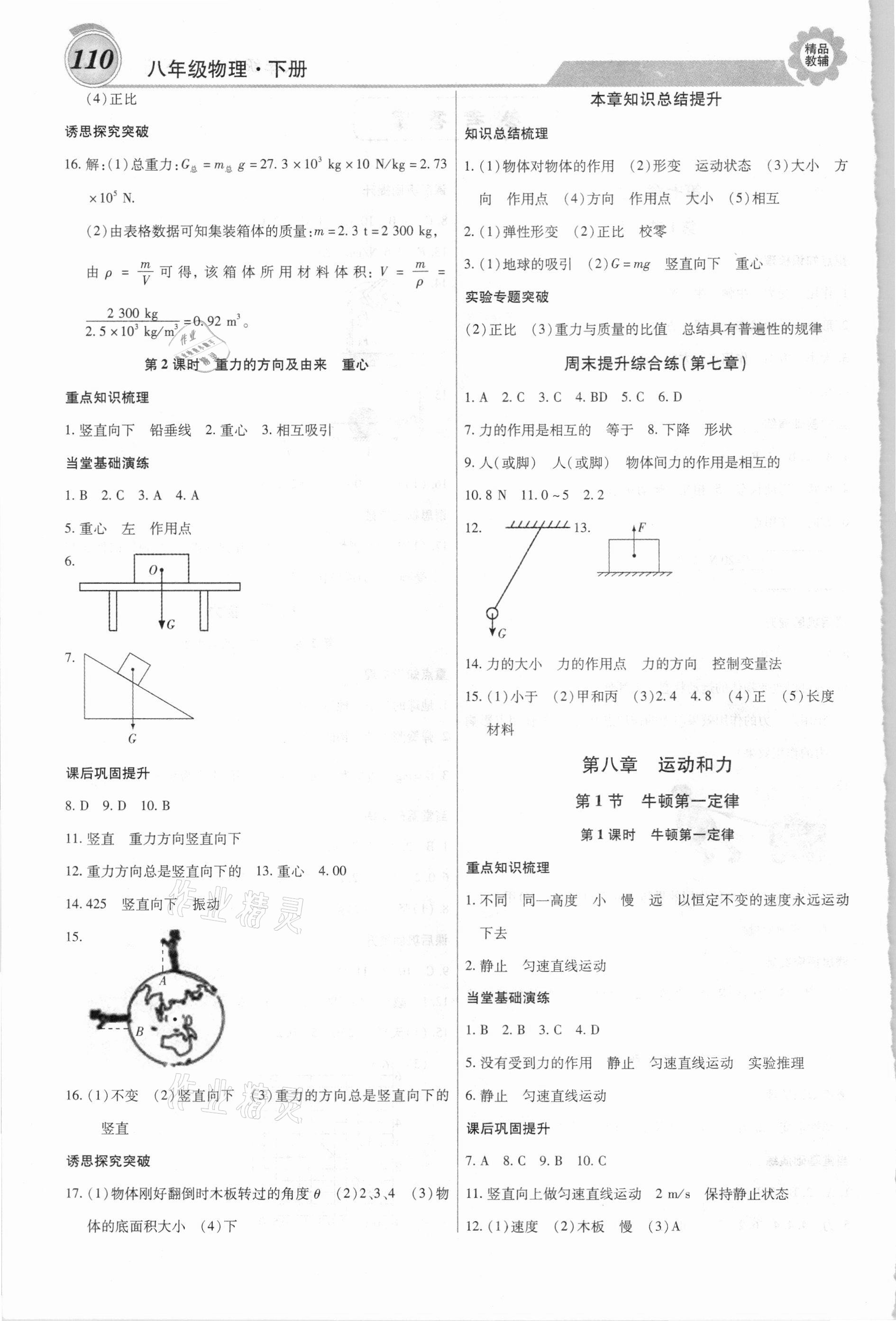 2021年练重点八年级物理下册人教版 第2页