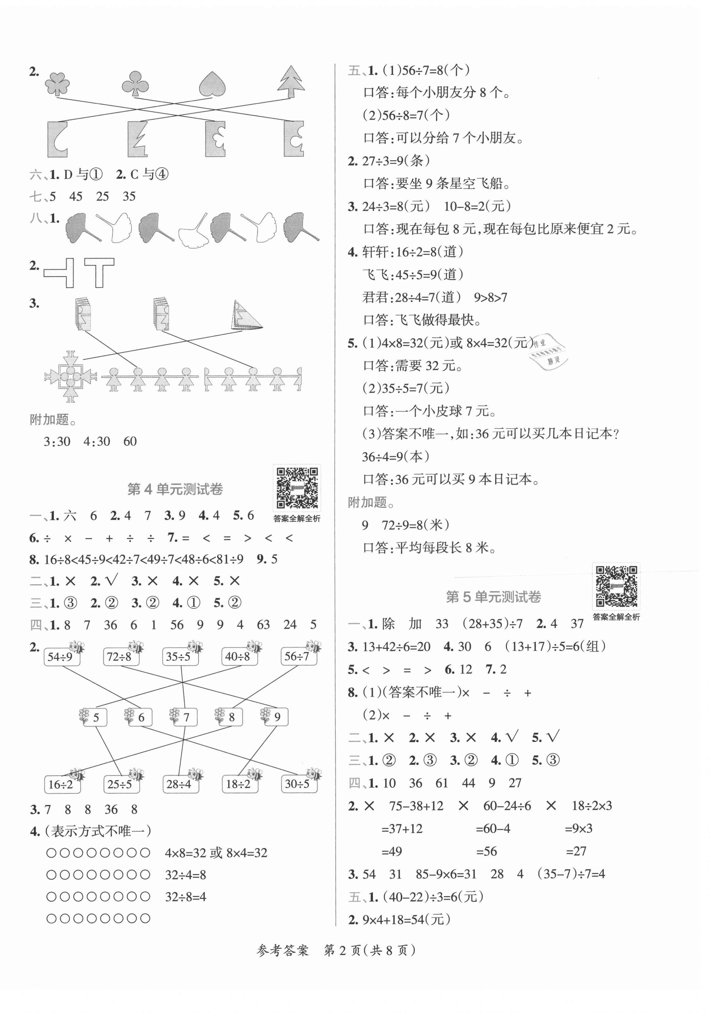 2021年小學學霸單元期末標準卷二年級數學下冊人教版 第2頁