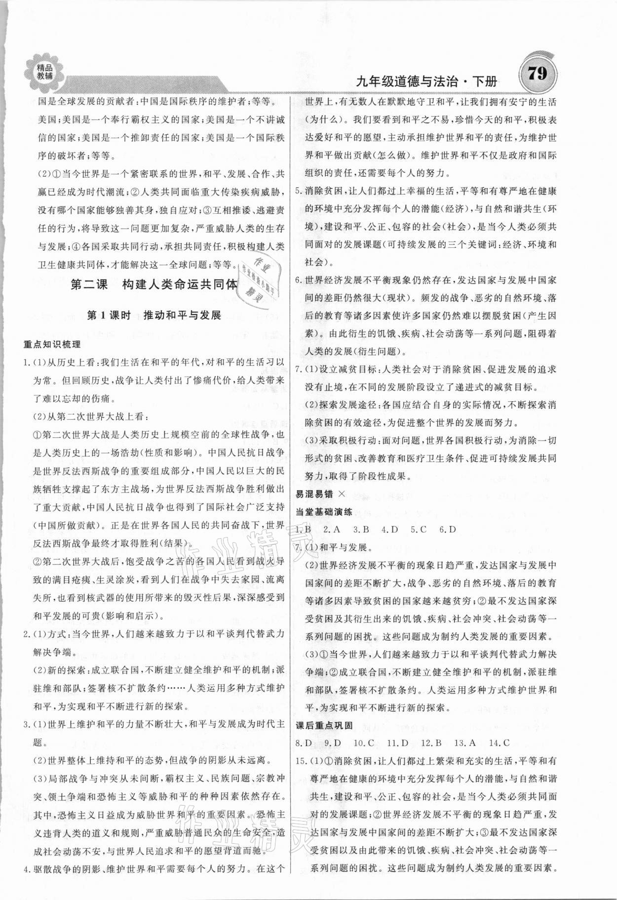 2021年練重點九年級道德與法治下冊人教版 第3頁