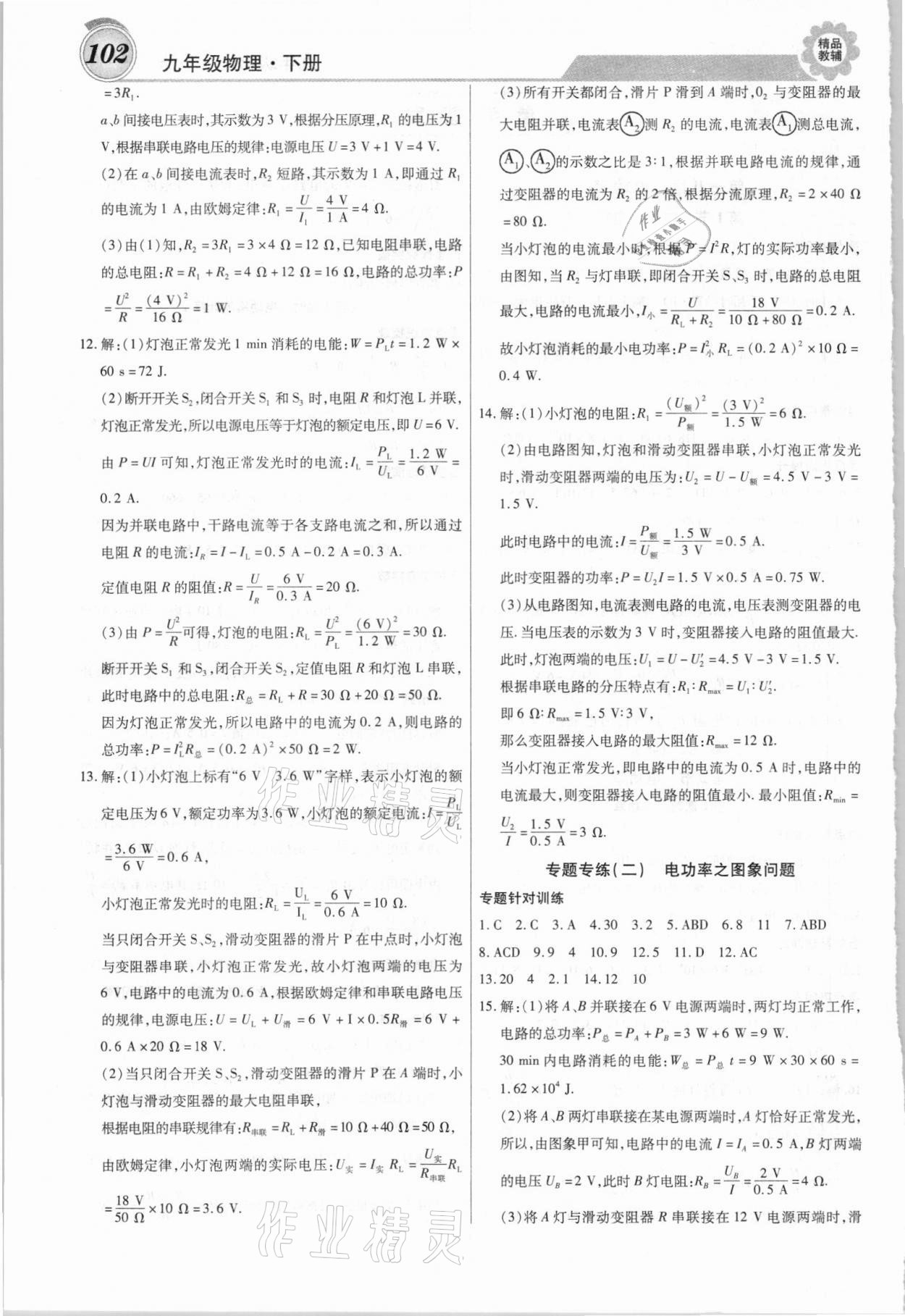 2021年练重点九年级物理下册人教版 第2页