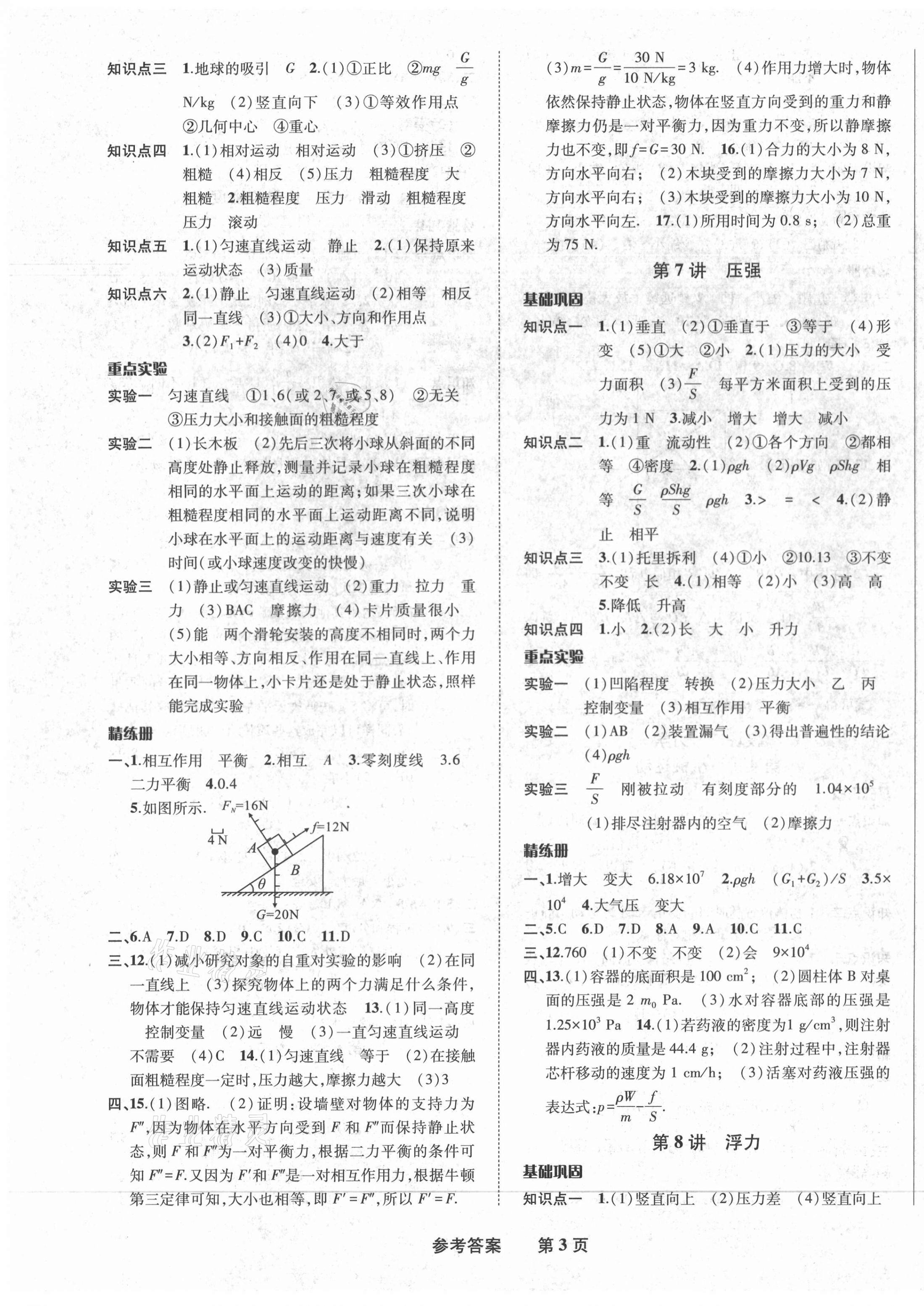 2021年九年级毕业班综合练习与检测物理 第3页