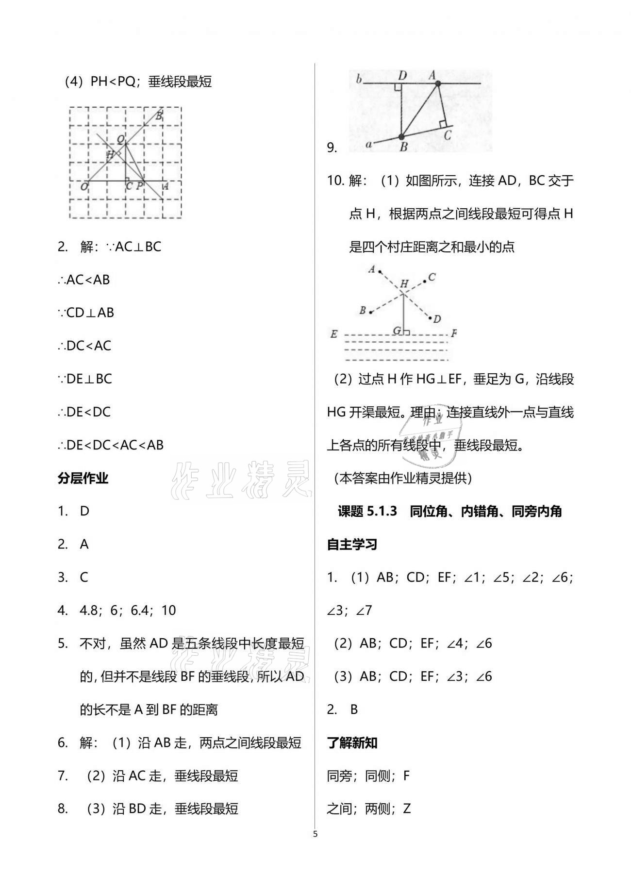 2021年智慧課堂七年級(jí)數(shù)學(xué)下冊(cè)人教版 參考答案第5頁(yè)