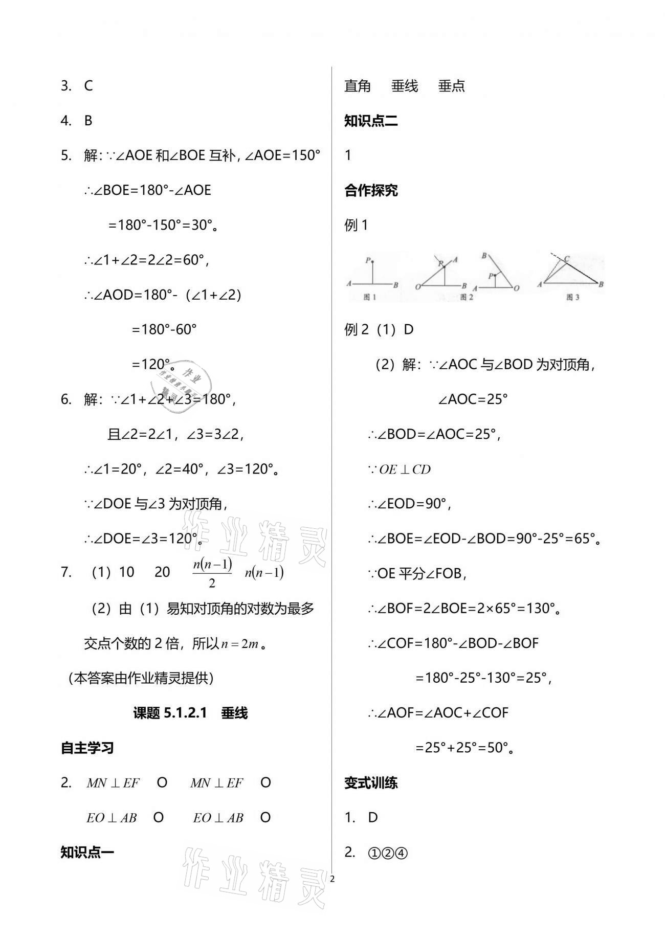 2021年智慧課堂七年級數學下冊人教版 參考答案第2頁