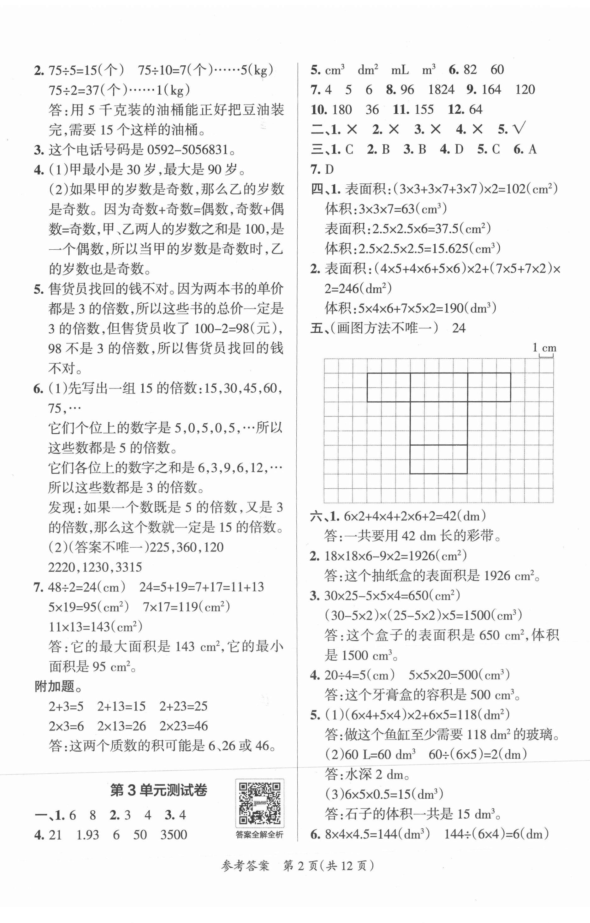 2021年小學學霸單元期末標準卷五年級數學下冊人教版 第2頁