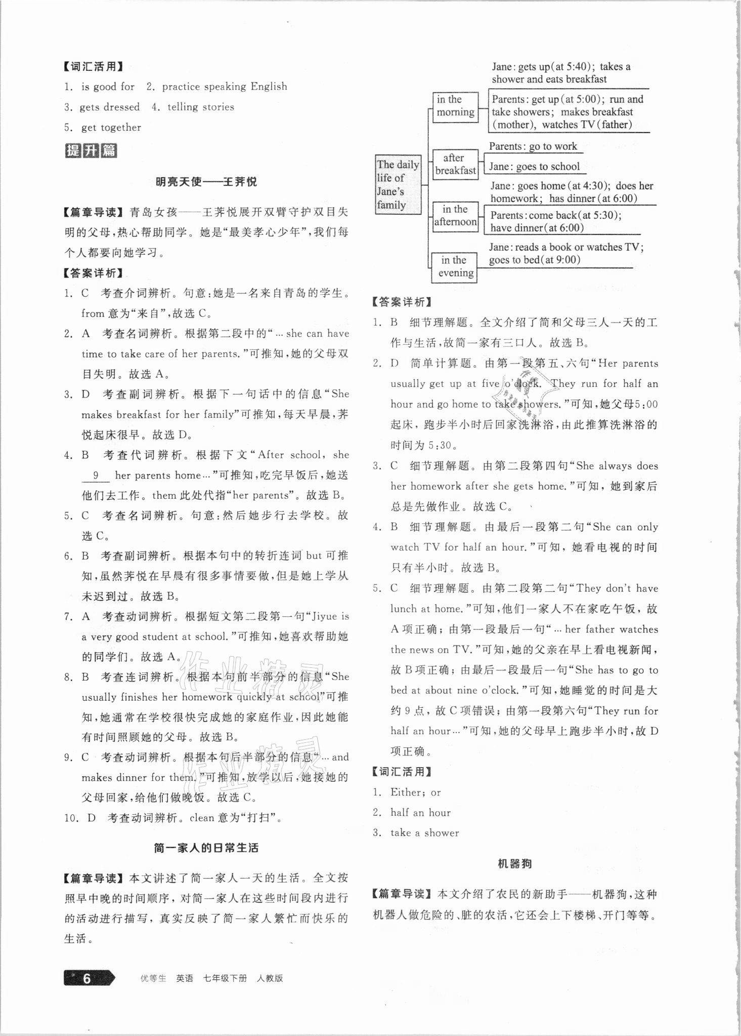 2021年练就优等生七年级英语下册人教版 参考答案第6页