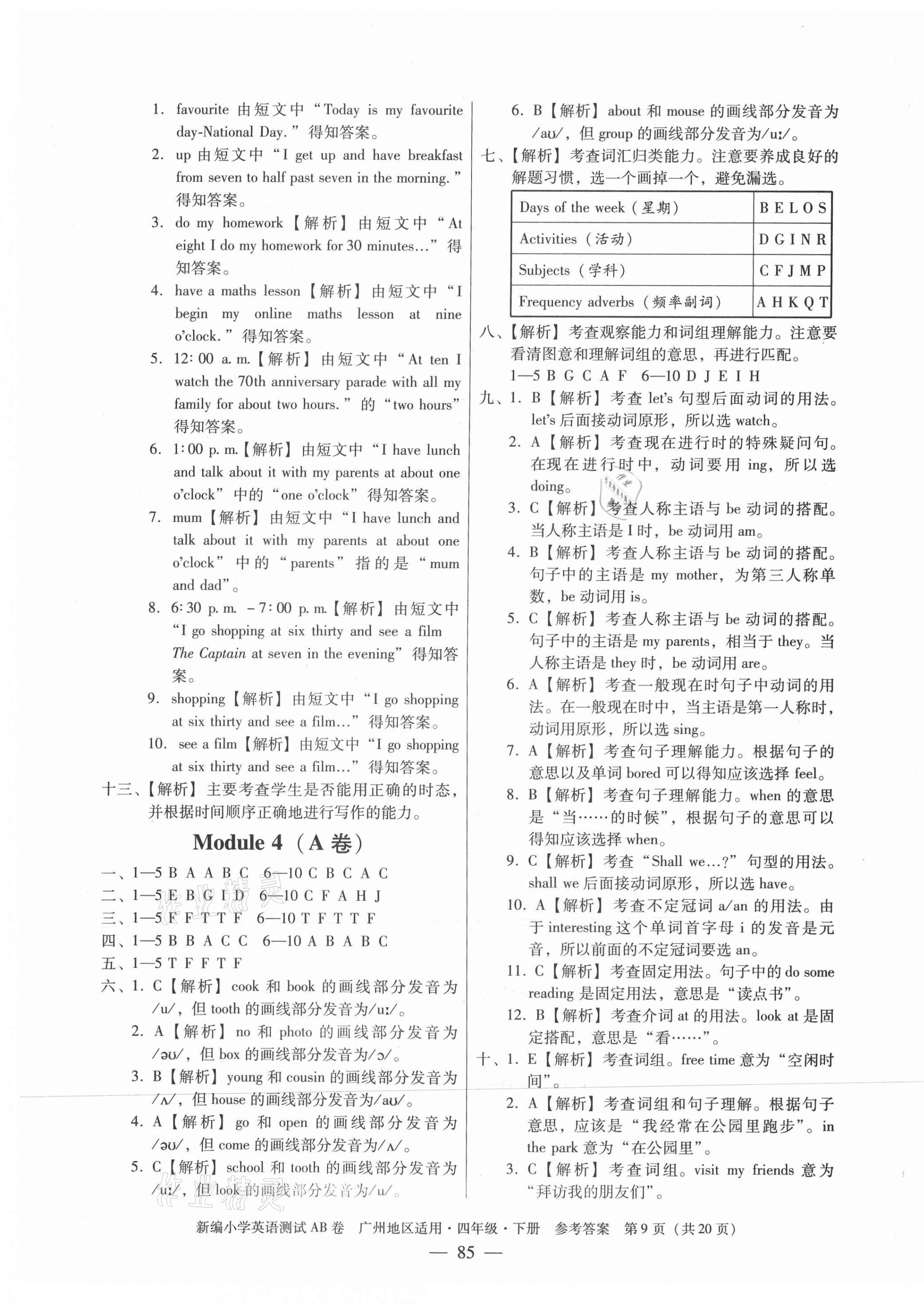 2021年小学英语测试AB卷四年级下册教科版广州专版 第9页