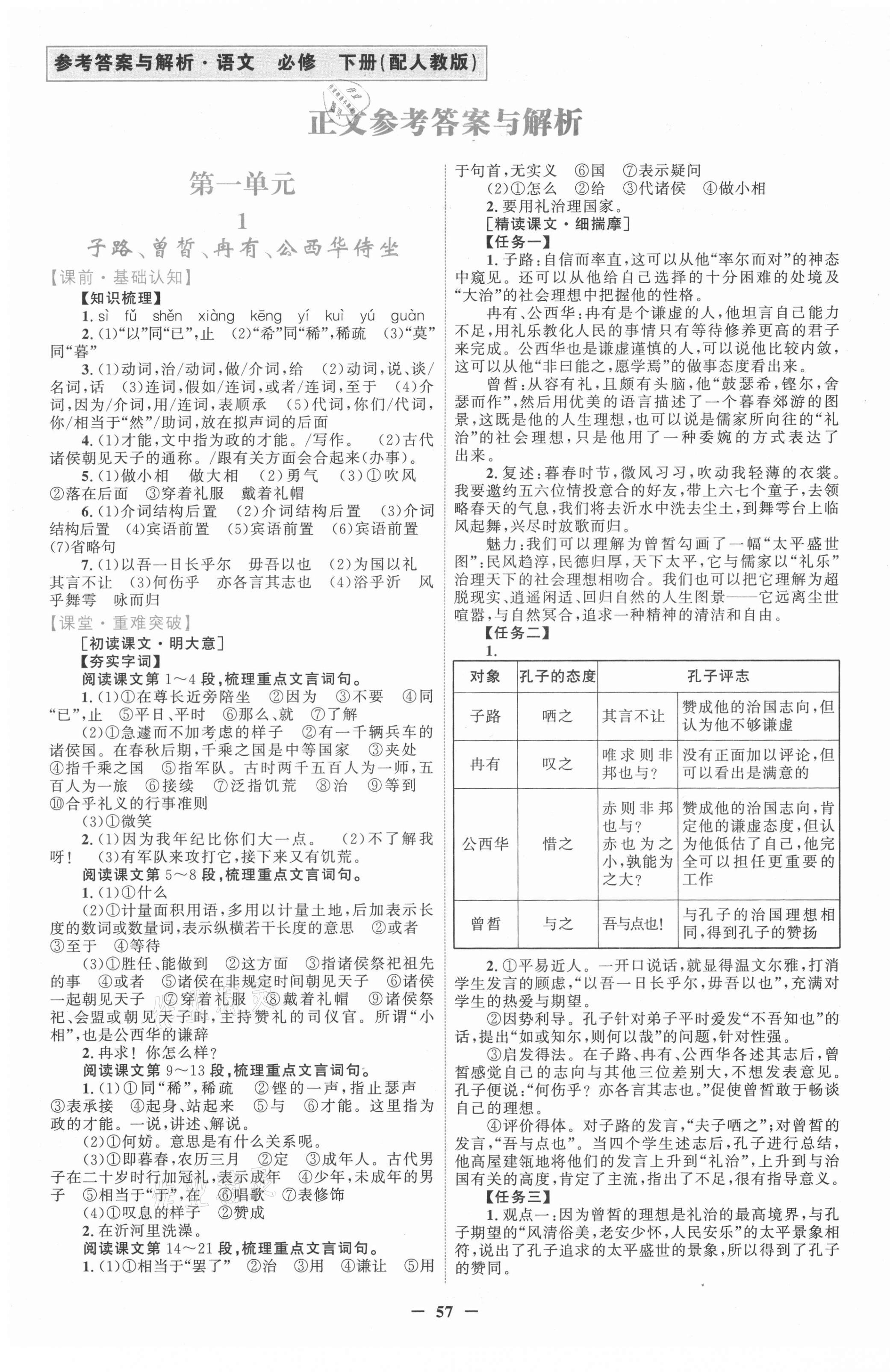 2021年南方新课堂金牌学案语文必修下册人教版 第1页