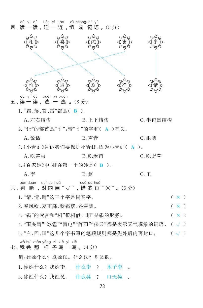 2021年小學(xué)生1課3練培優(yōu)作業(yè)本一年級語文下冊人教版 第2頁