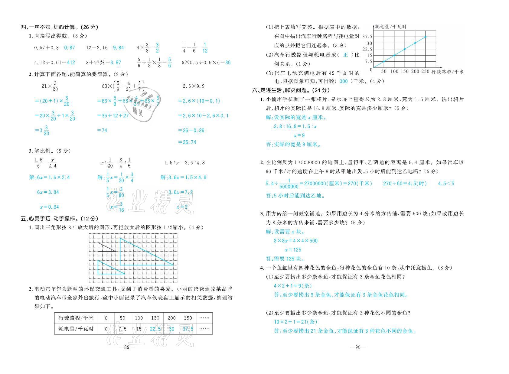 2021年小學(xué)生1課3練培優(yōu)作業(yè)本六年級數(shù)學(xué)下冊人教版 參考答案第8頁