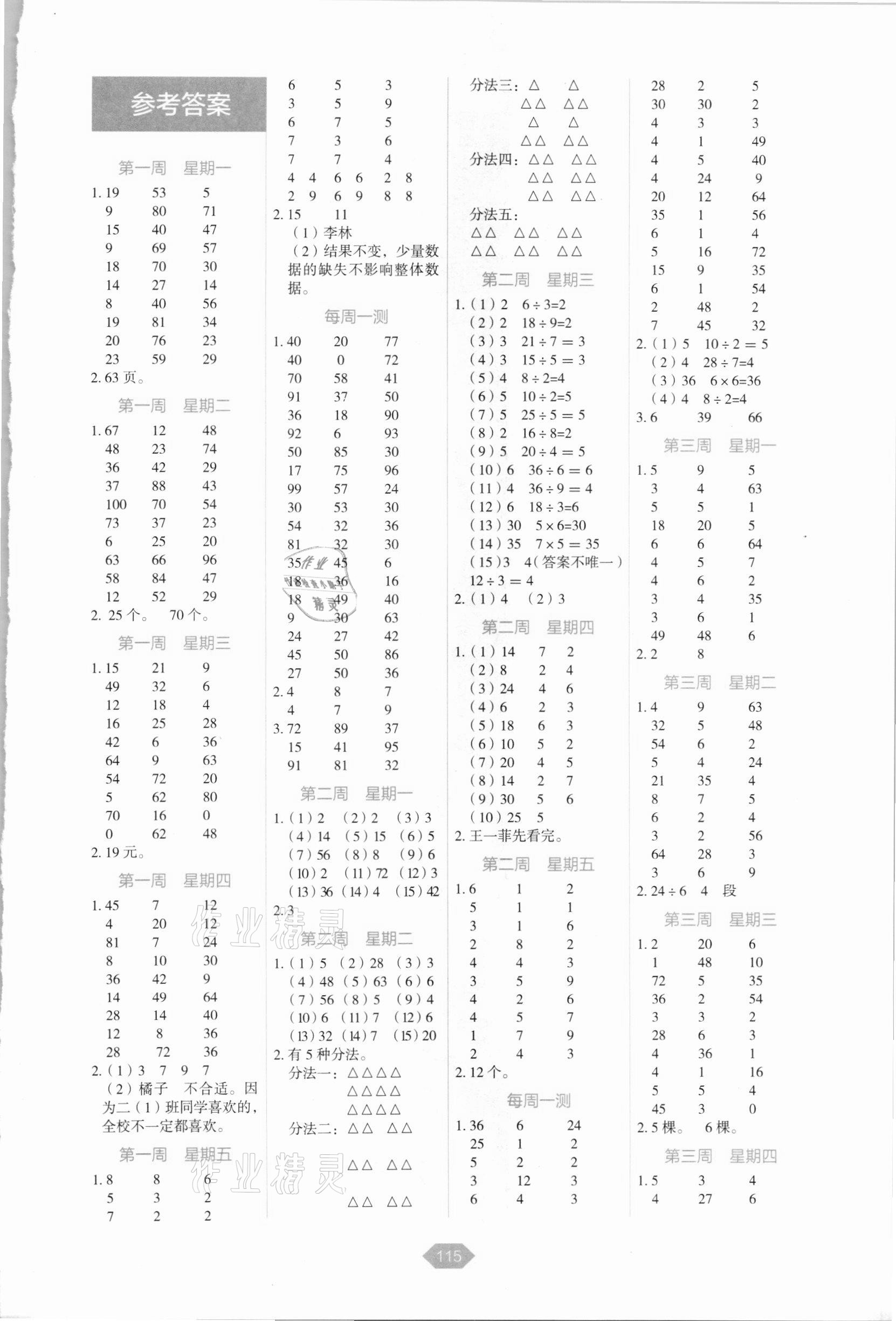 2021年小學(xué)數(shù)學(xué)口算冠軍二年級下冊人教版 第1頁