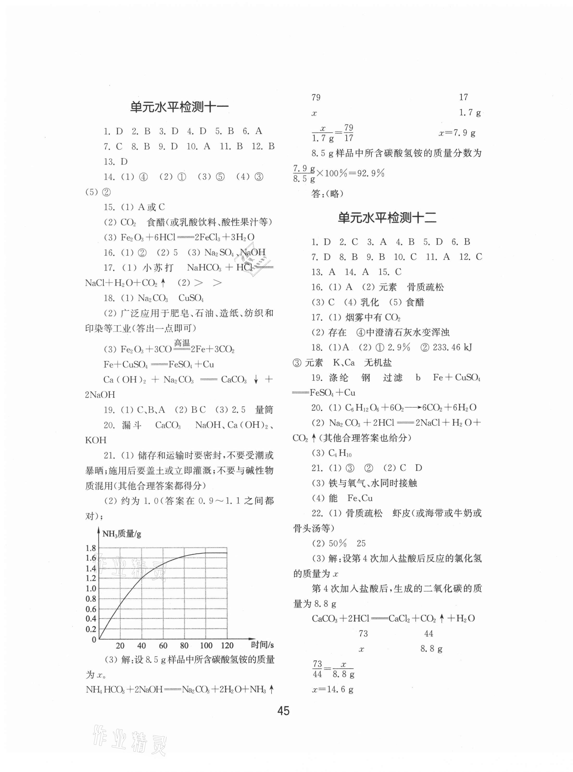 2021年初中基础训练九年级化学下册人教版山东教育出版社 参考答案第5页