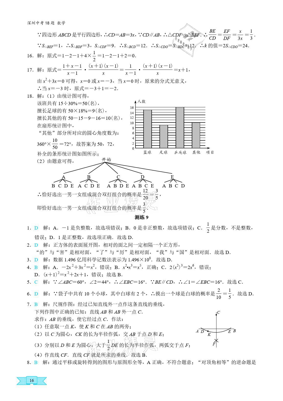 2021年優(yōu)藍(lán)數(shù)學(xué)深圳中考18題中考精簡版 參考答案第15頁